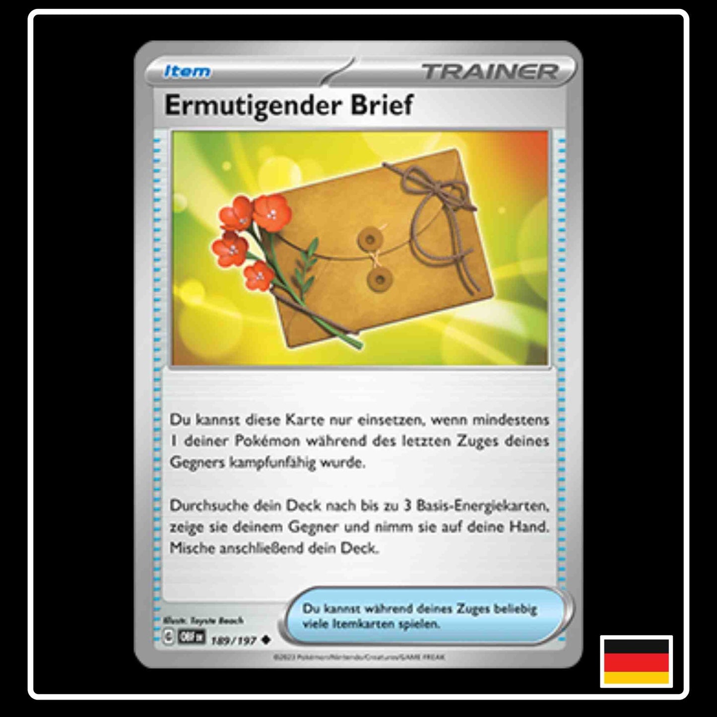 Pokemon Trainer Karte Ermutigender Brief