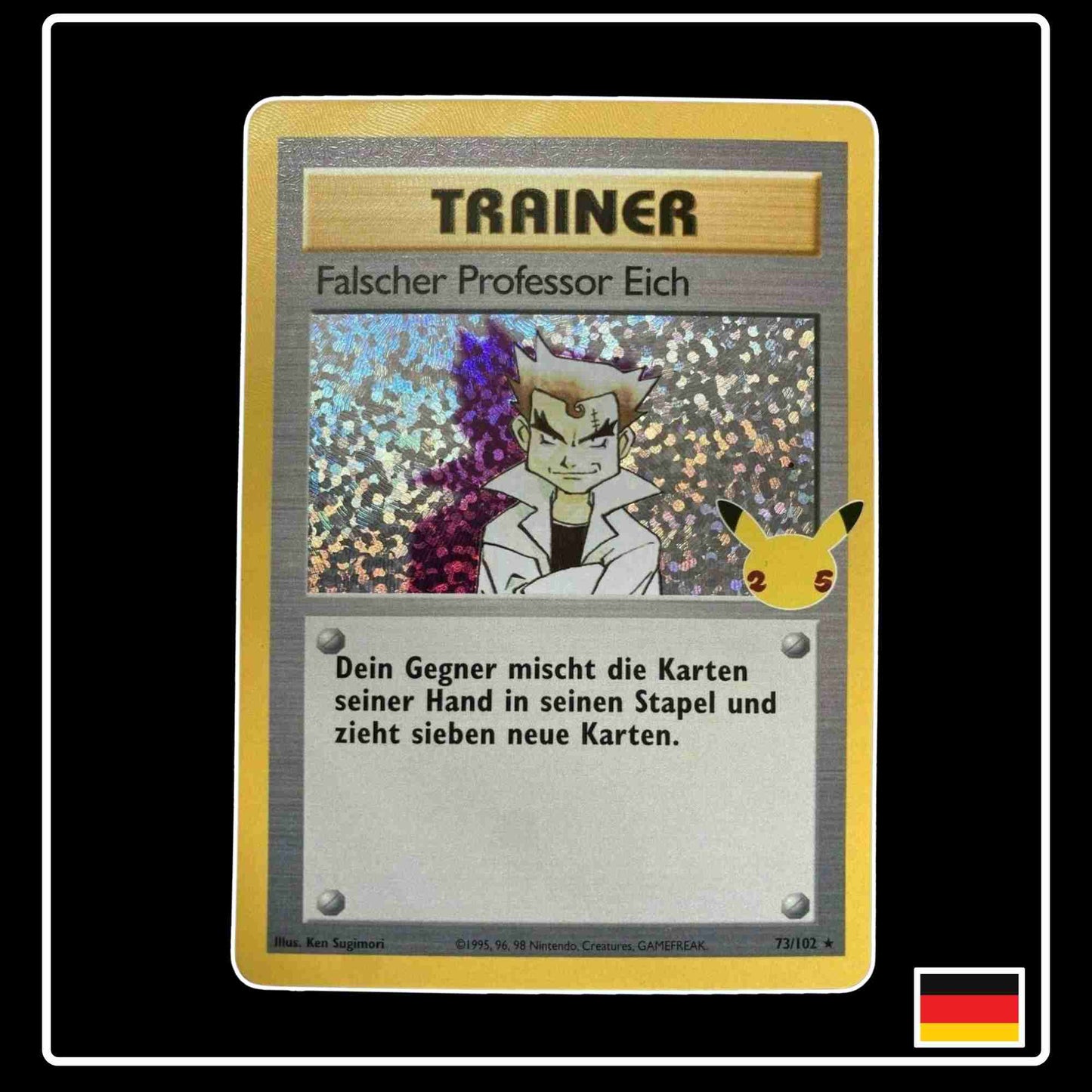 Falscher Professor Eich 73/102 Reprint Pokemon Karte aus dem Set Celebrations