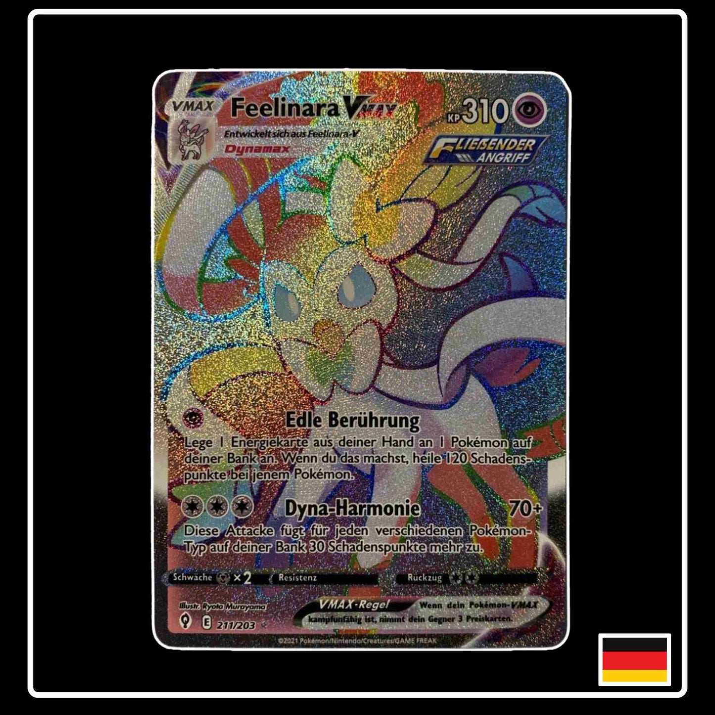 Feelinara VMAX Rainbow 211/203 Pokemon Karte aus dem Set Drachenwandel