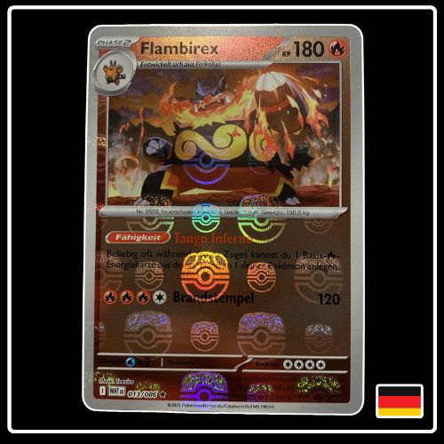 Flambirex Meisterball 013/086 Pokemon Weisse Flammen