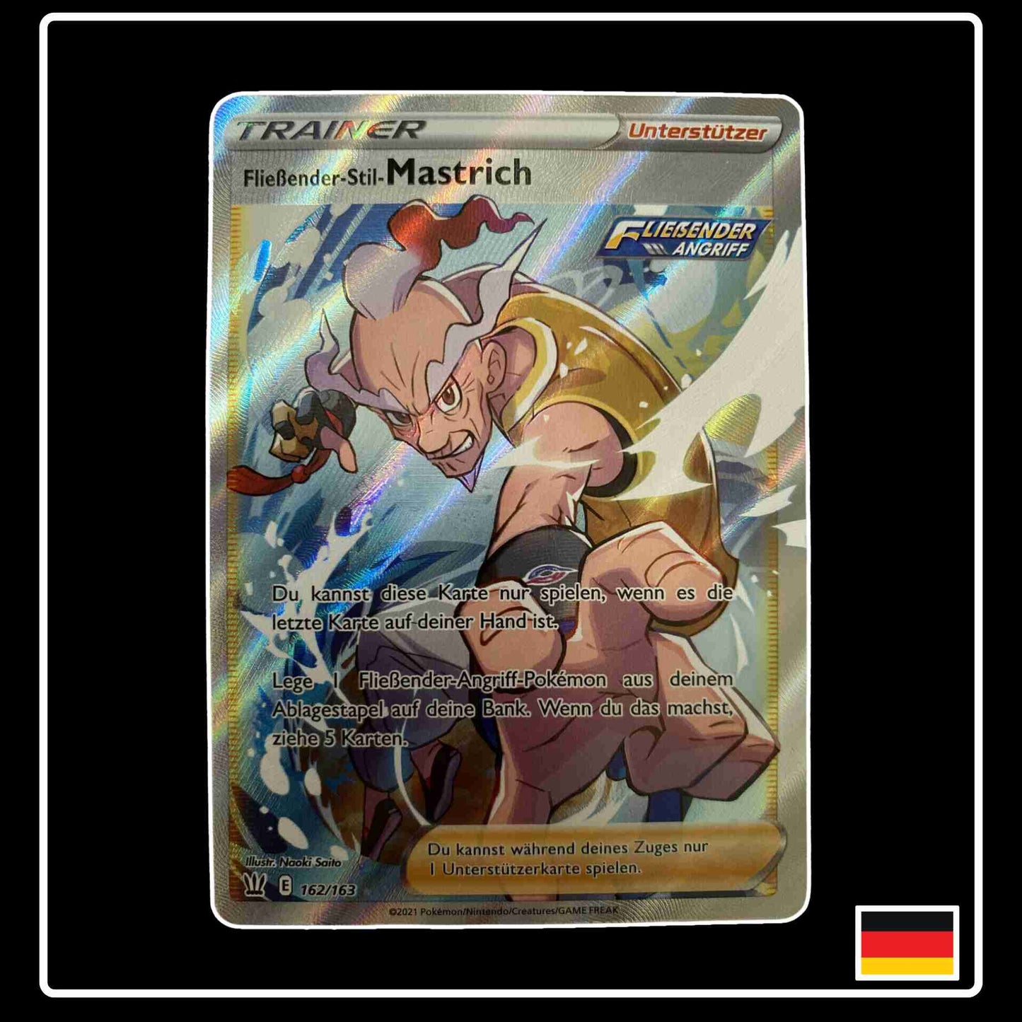 Pokemon Karte Fließender-Stil-Mastrich Full Art 162/163 aus dem Schwert & Schild Set Kampfstile