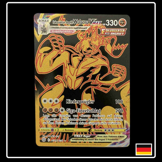 Fokussierter-Angriff-Wulaosu VMAX Gold Pokemon Karte aus dem Pokemon Set Strahlende Sterne