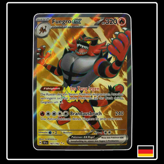 Fuegro ex Full Art Pokemon Karte 187/162 aus dem Set Gewalten der Zeit