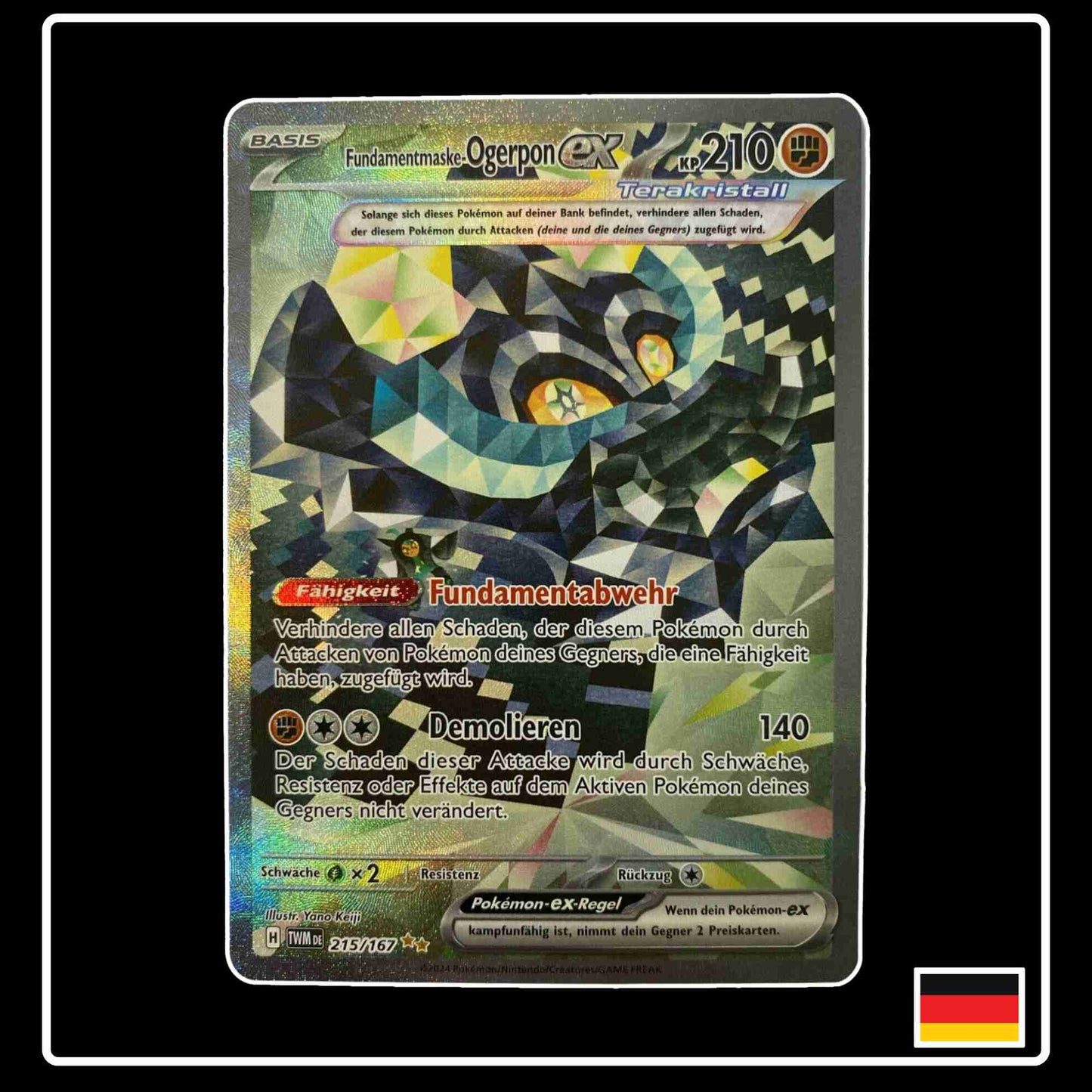 Fundamentmaske-Ogerpon ex SIR 215/167 aus Pokemon Karmesin & Purpur Set Maskerade im Zwielicht