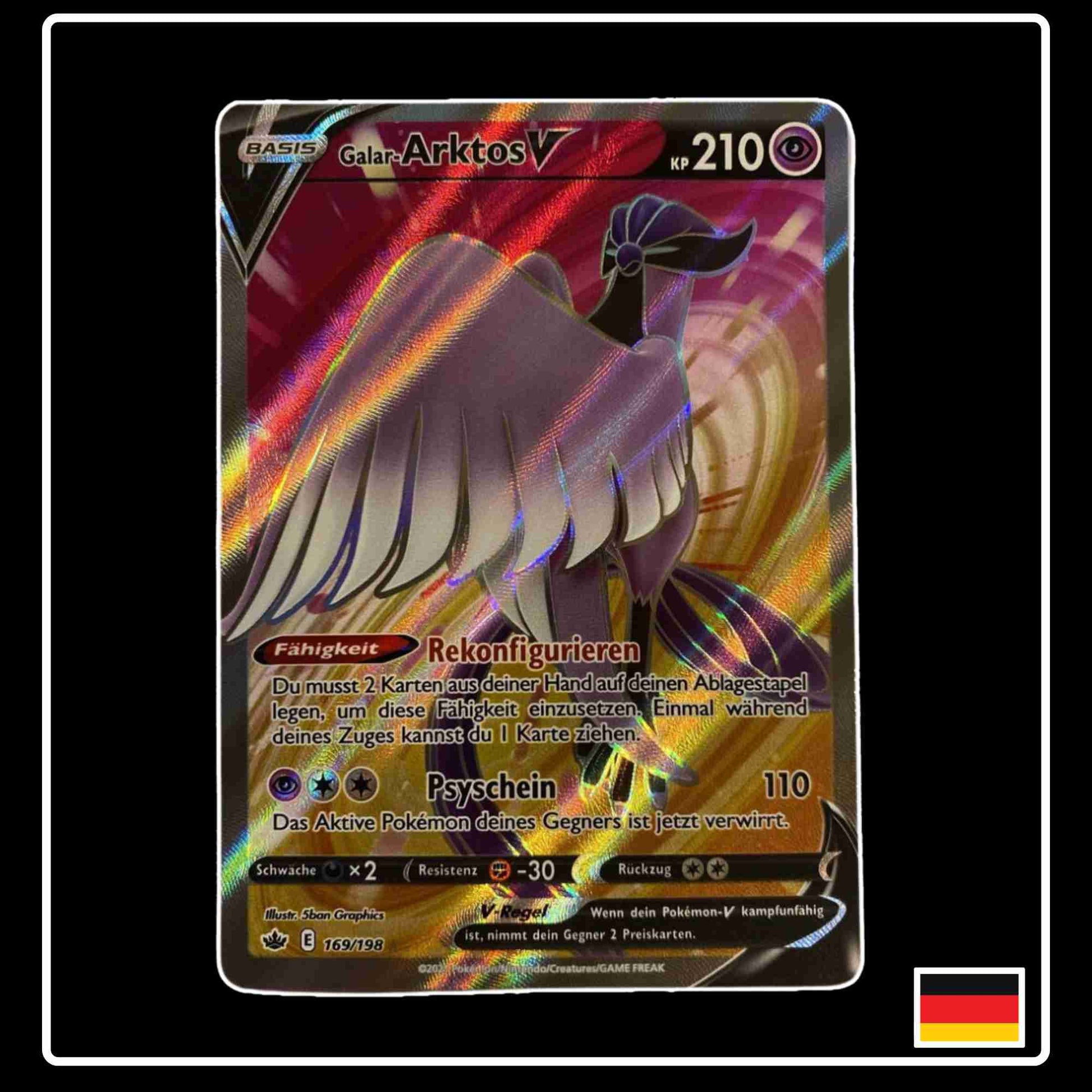 Pokemon Karte Galar-Arktos V Full Art 169/198 aus dem Schwert & Schild Set Schaurige Herrschaft