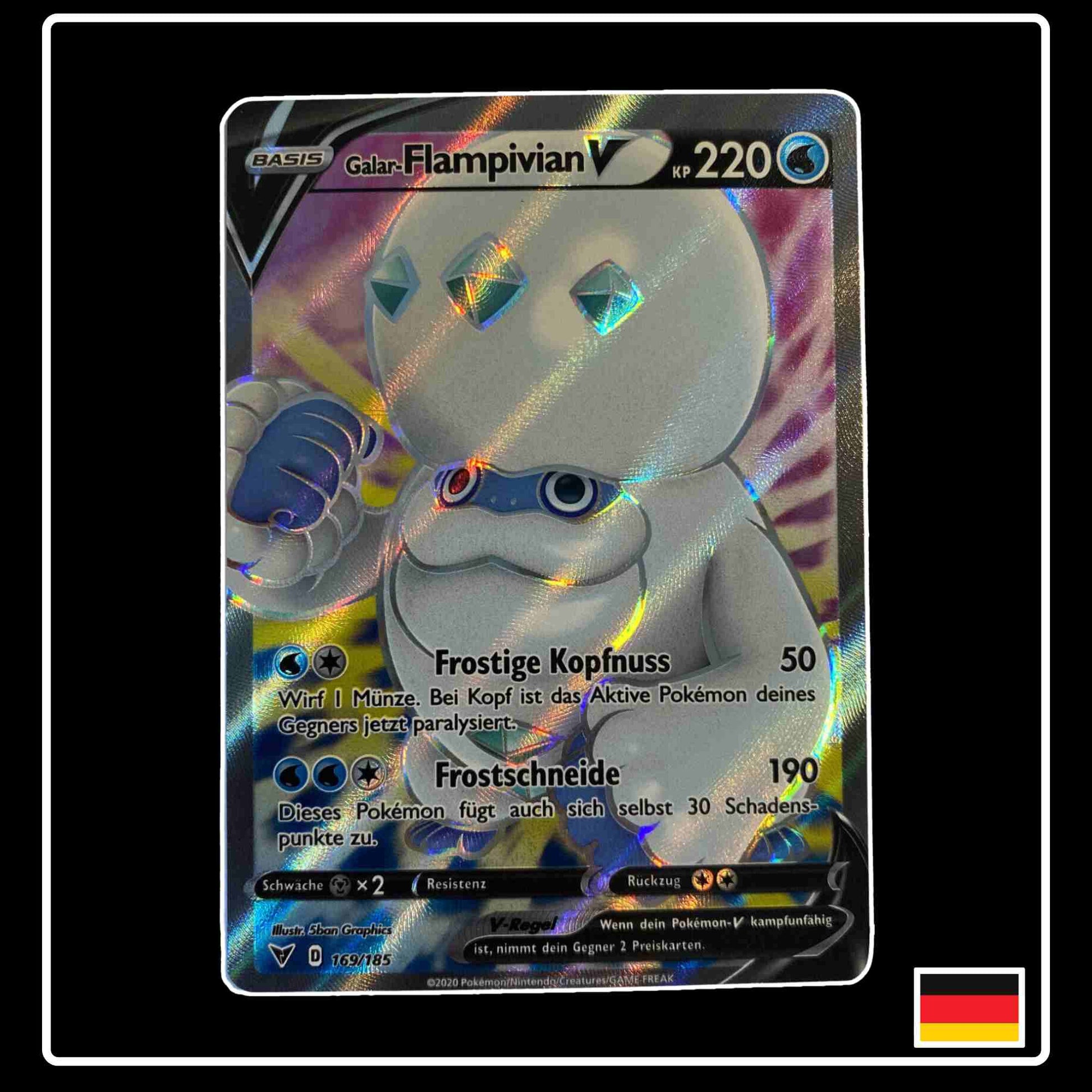 Pokemon Karte Galar-Flampivian V Full Art 169/185 aus dem Schwert & Schild Set Farbenschock