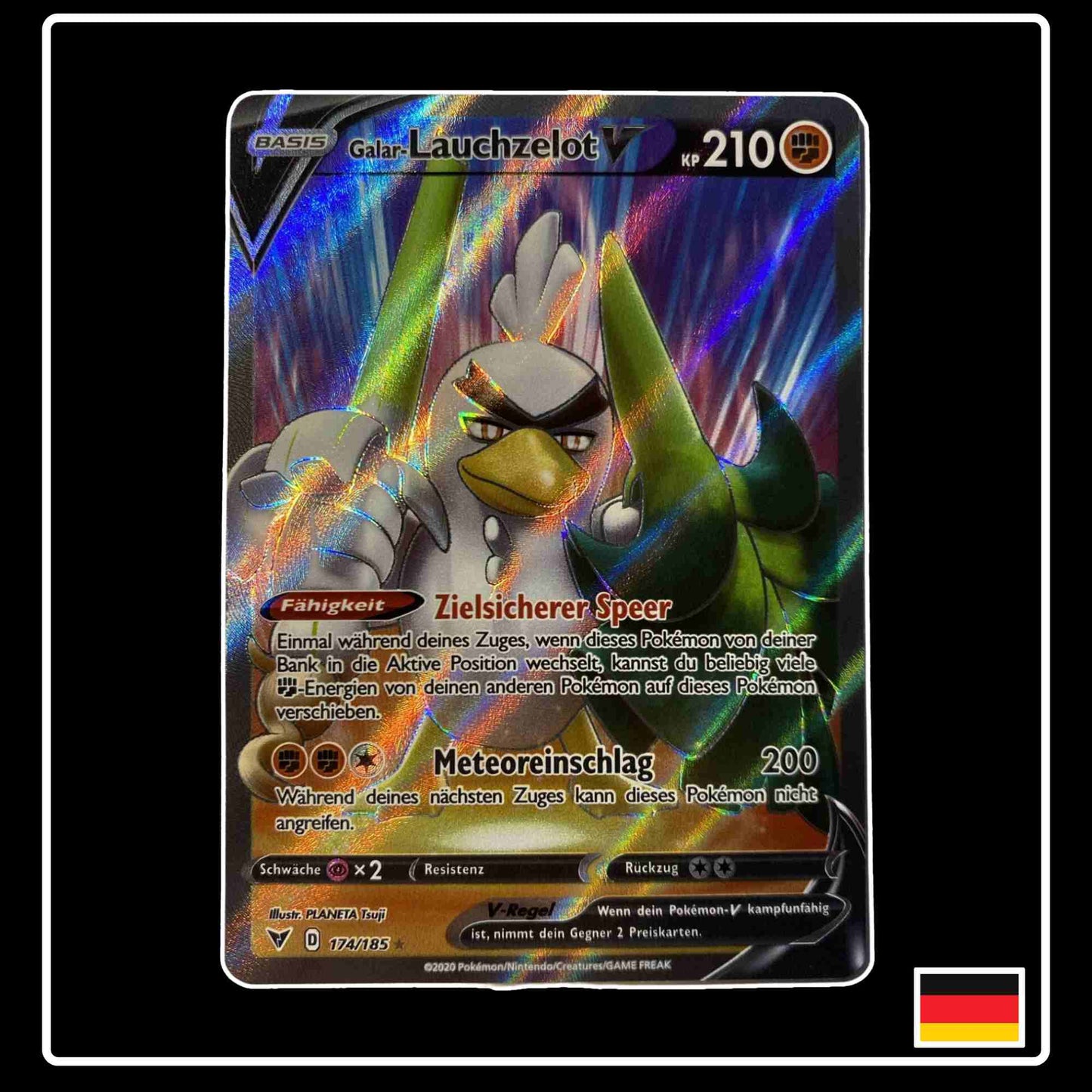 Pokemon Karte Galar-Lauchzelot V Full Art 174/185 aus dem Schwert & Schild Set Farbenschock