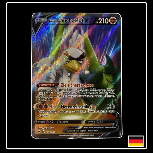 Pokemon Karte Galar-Lauchzelot V Full Art 174/185 aus dem Schwert & Schild Set Farbenschock