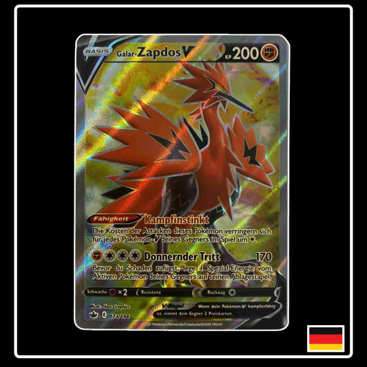 Pokemon Karte Galar-Zapdos V Full Art 173/198 aus dem Schwert & Schild Set Schaurige Herrschaft