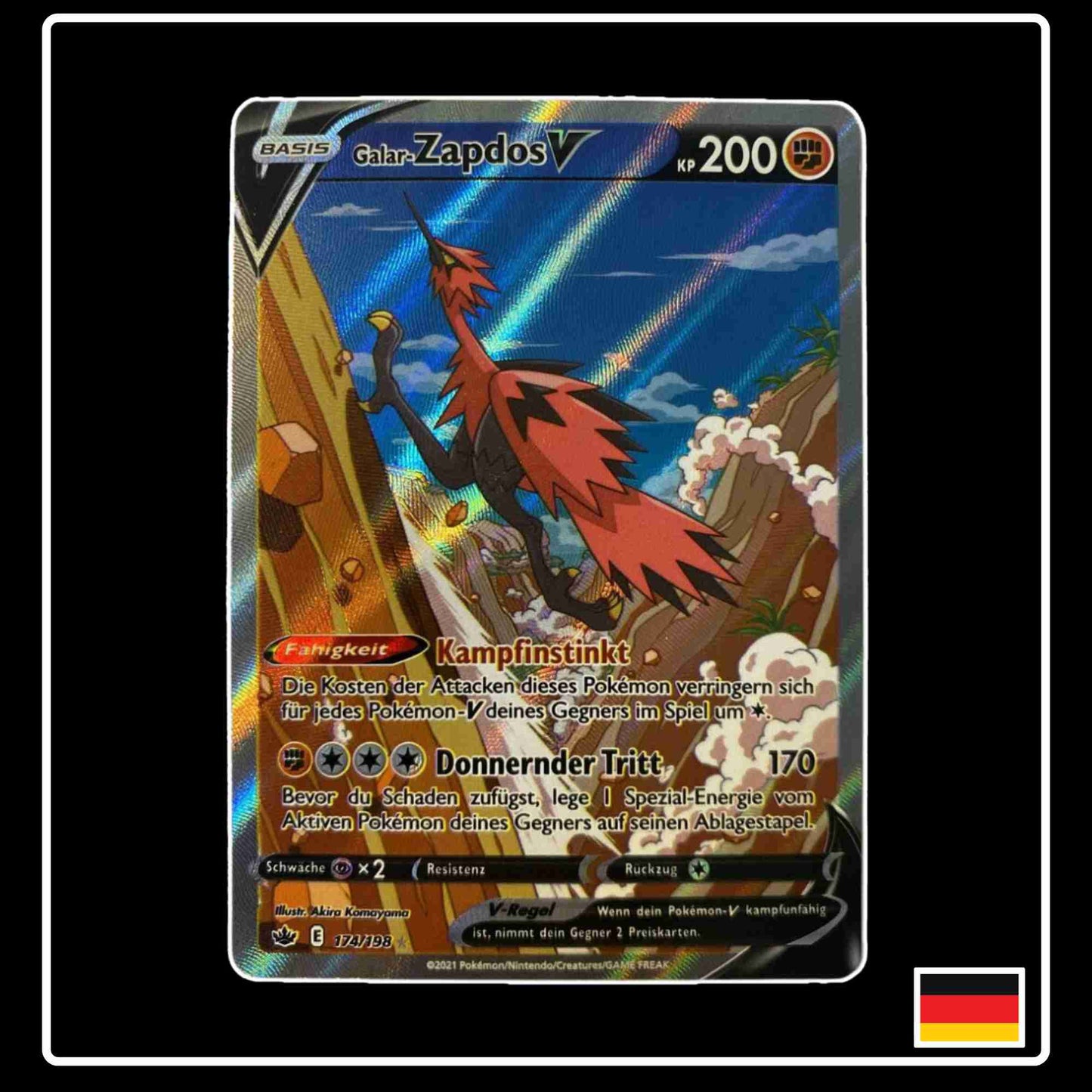 Galar-Zapdos V Alt Art 174/198 aus dem Pokemon Set Schaurige Herrschaft