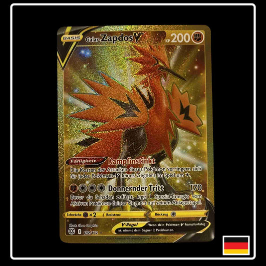 Galar-Zapdos V Goldkarte Pokemon Strahlende Sterne 182/172