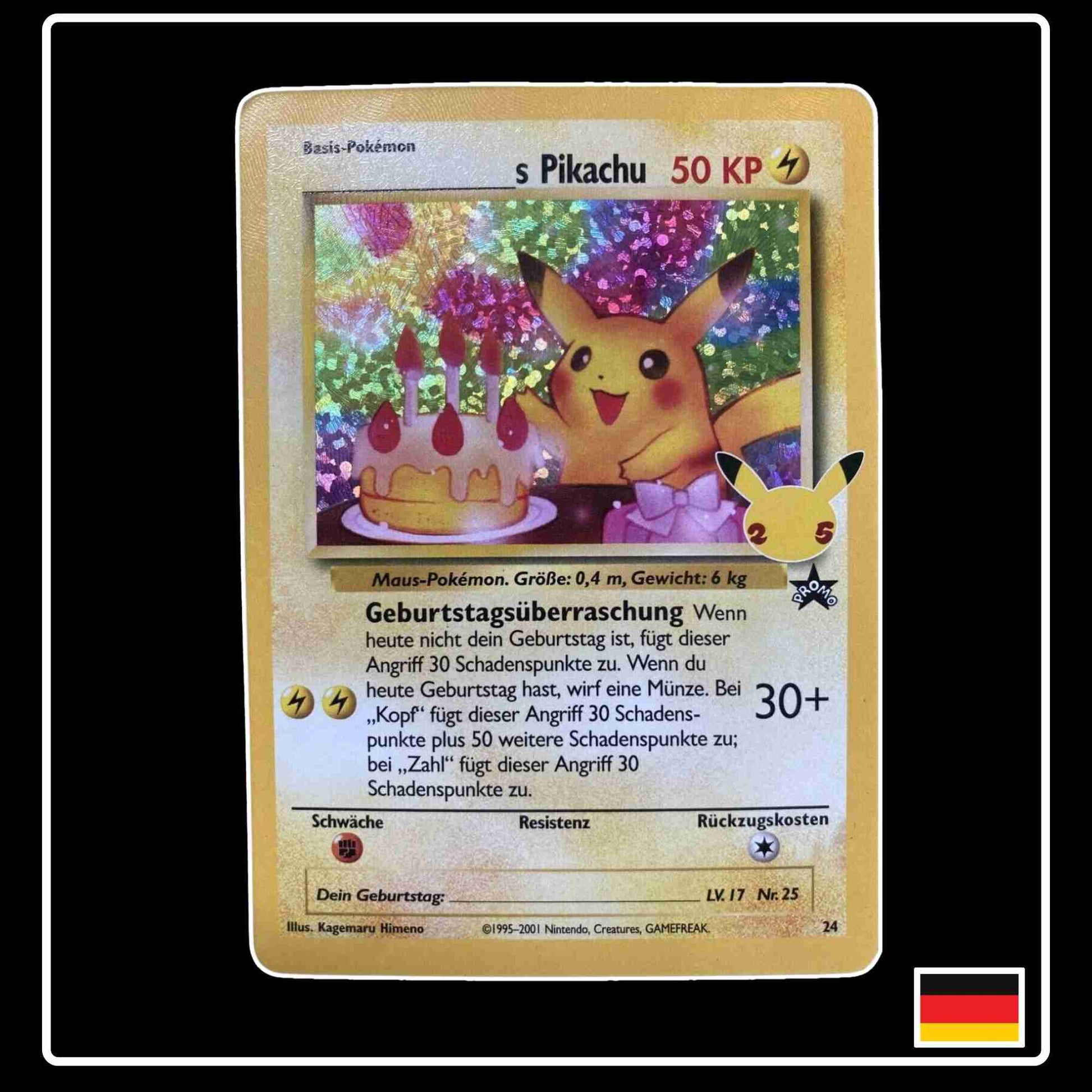 Geburtstags Pikachu Reprint Pokemon Karte 24 aus dem Set Celebrations