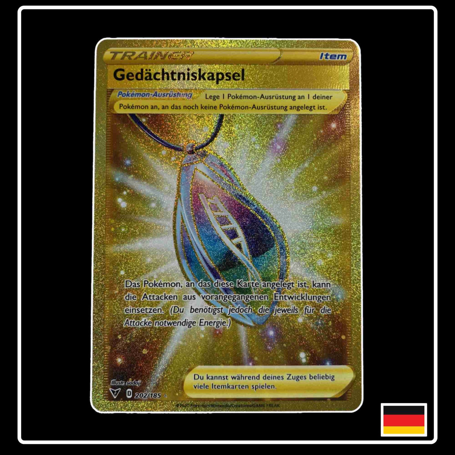 Pokemon Karte Gedächtniskapsel GOLD 202/185 aus dem Schwert & Schild Set Farbenschock