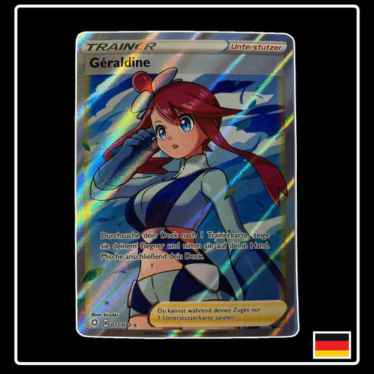 Pokemon Karte Geraldine Full Art 072/072 aus dem Schwert & Schild Set Glänzendes Schicksal