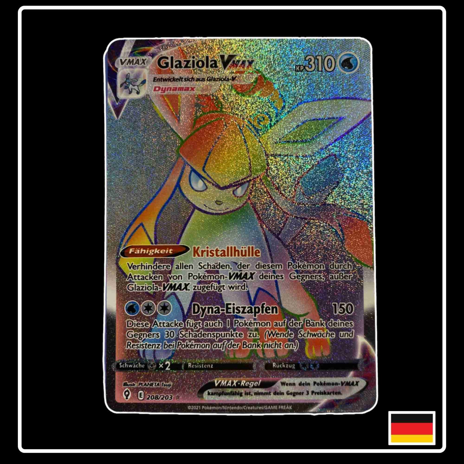 Glaziola VMAX Rainbow 208/203 Pokemon Karte aus dem Set Drachenwandel