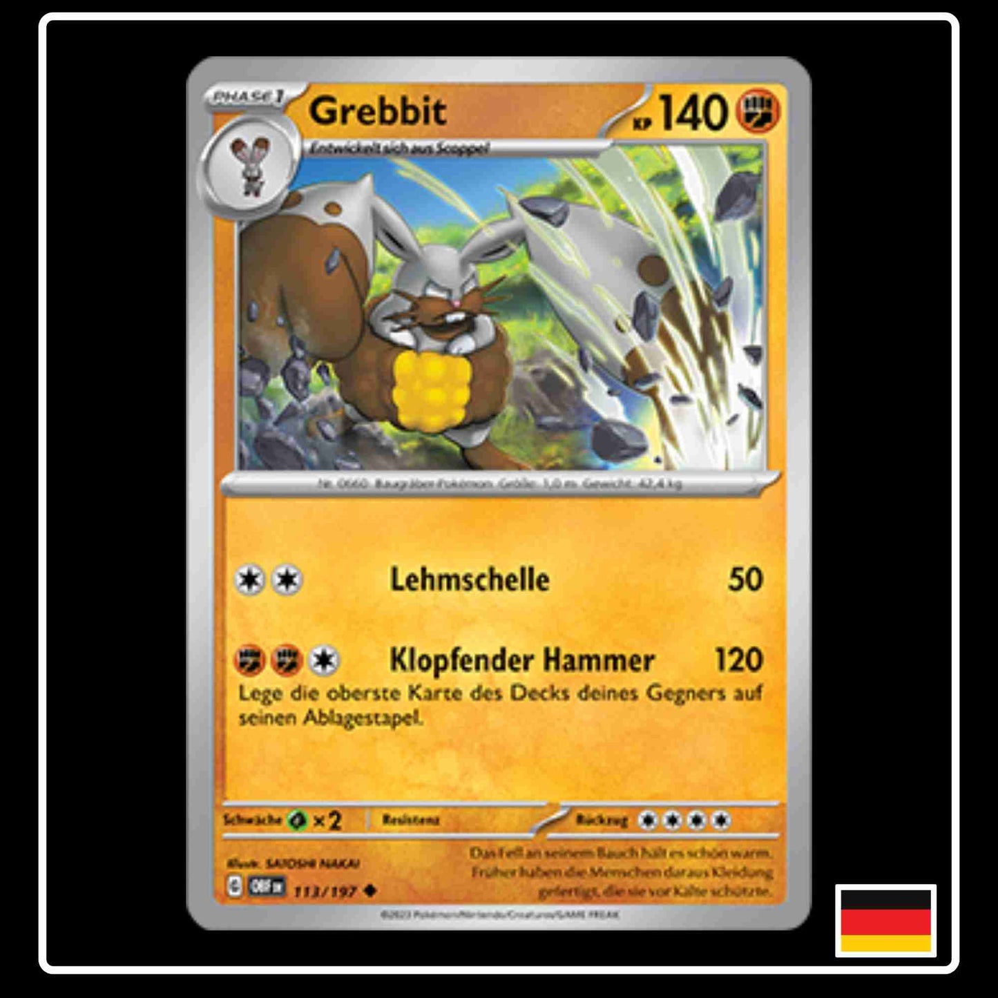 Grebbit Pokemon Karte Obsidanflammen