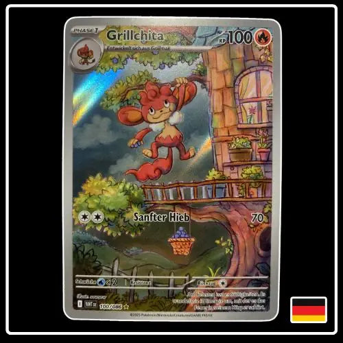 Grillchita Illustration Rare 100/086 Pokemon Weisse Flammen