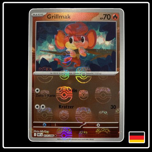 Grillmak Meisterball 014/086 Pokemon Weisse Flammen
