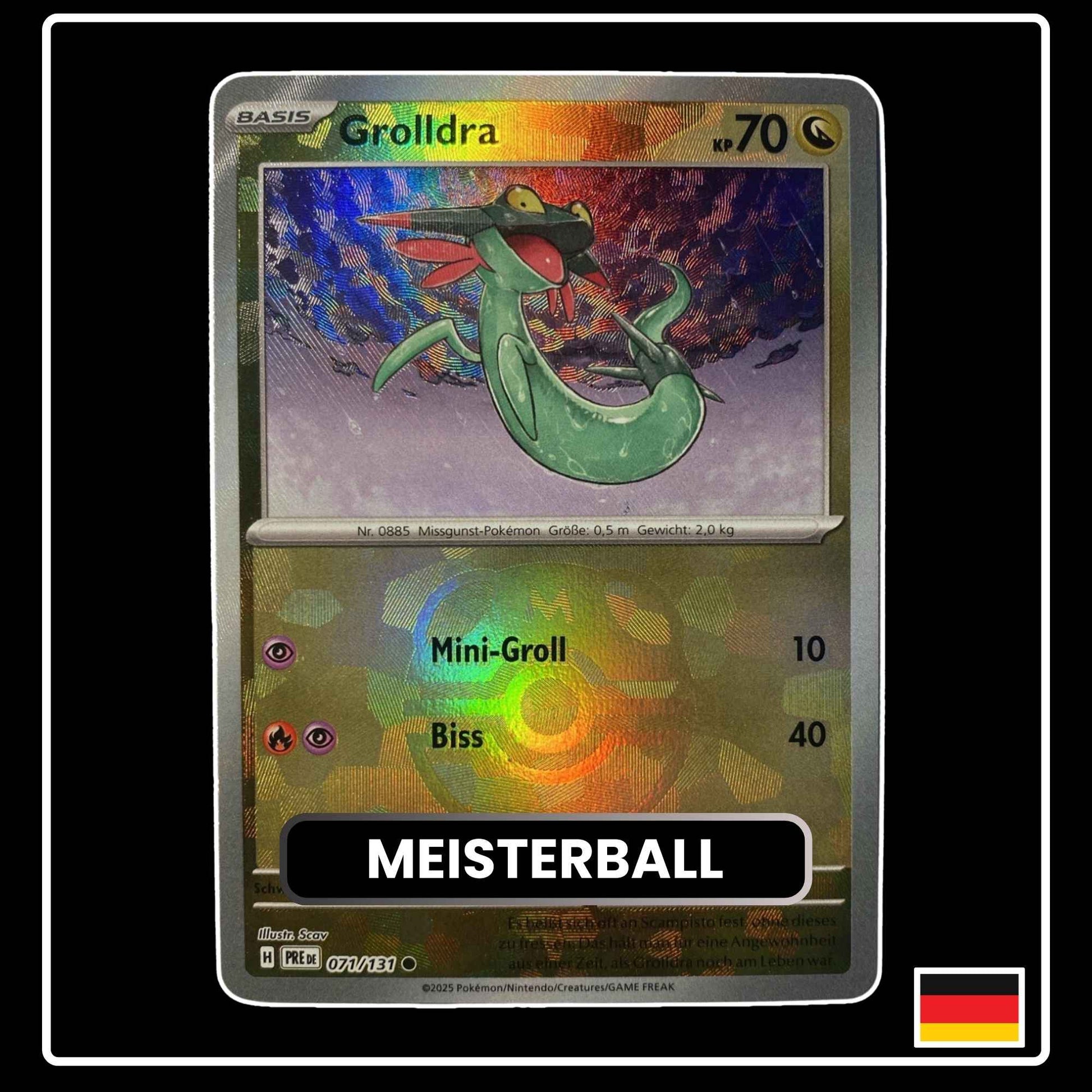 Grolldra Meisterball Pokémon Karte – Prismatische Entwicklungen, Deutsch, holografisch, selten

