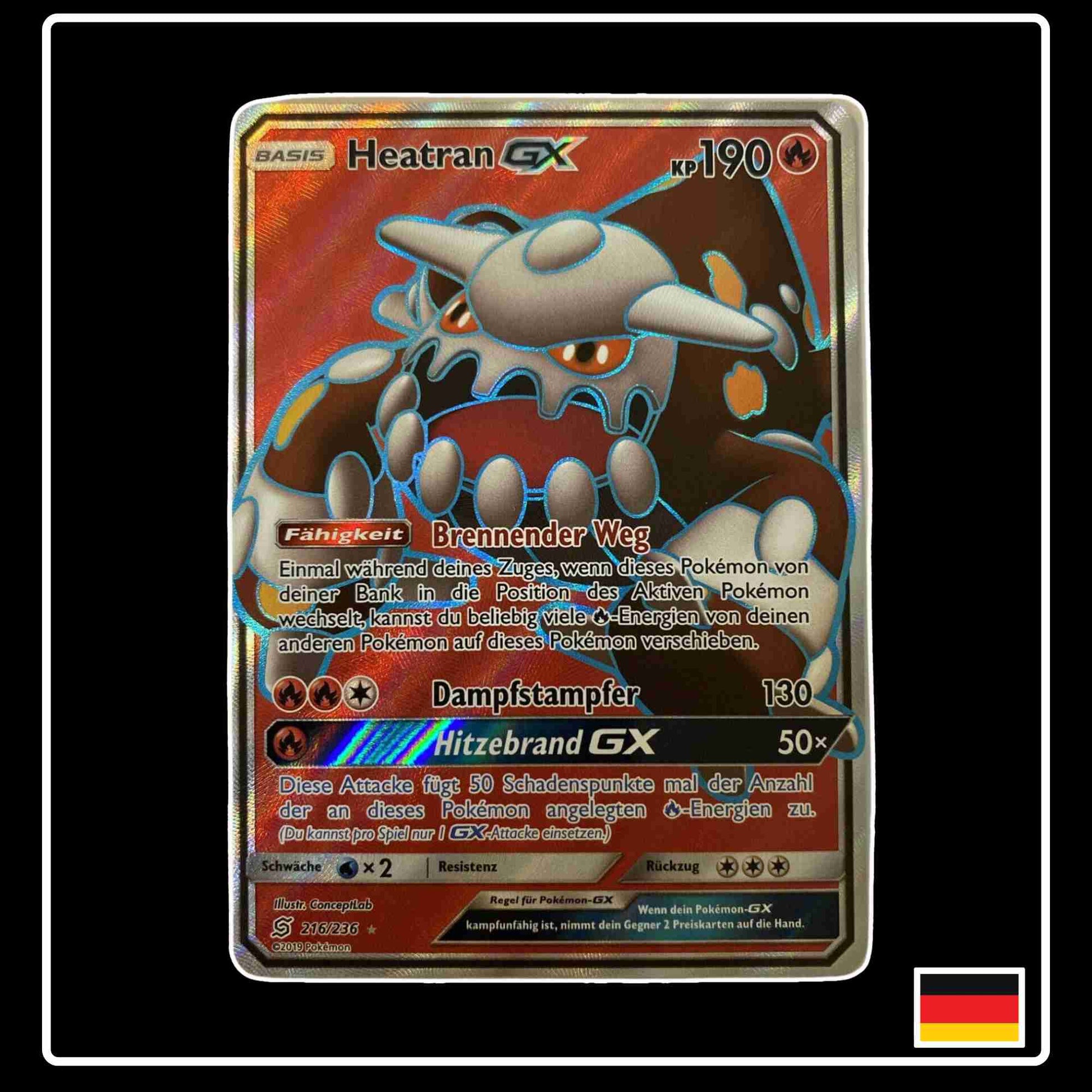 Heatran GX Full Art 216/236 Pokemon aus dem Set Bund der Gleichgesinnten