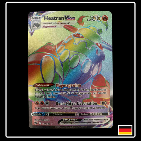 Seltene Pokemon Rainbow Karte Heatran VMAX 191/189 aus dem Set Astralglanz