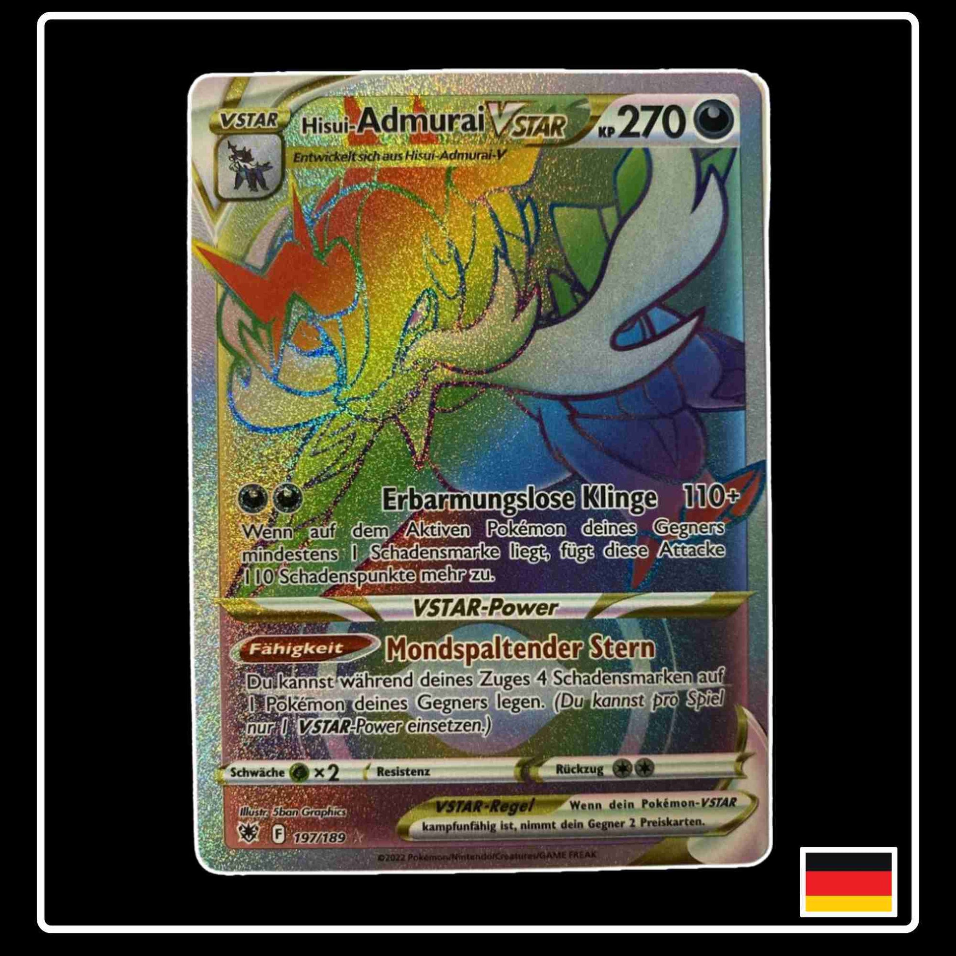 Hisui-Admurai VSTAR Rainbow 197/189 Pokemon Karte aus Astralglanz