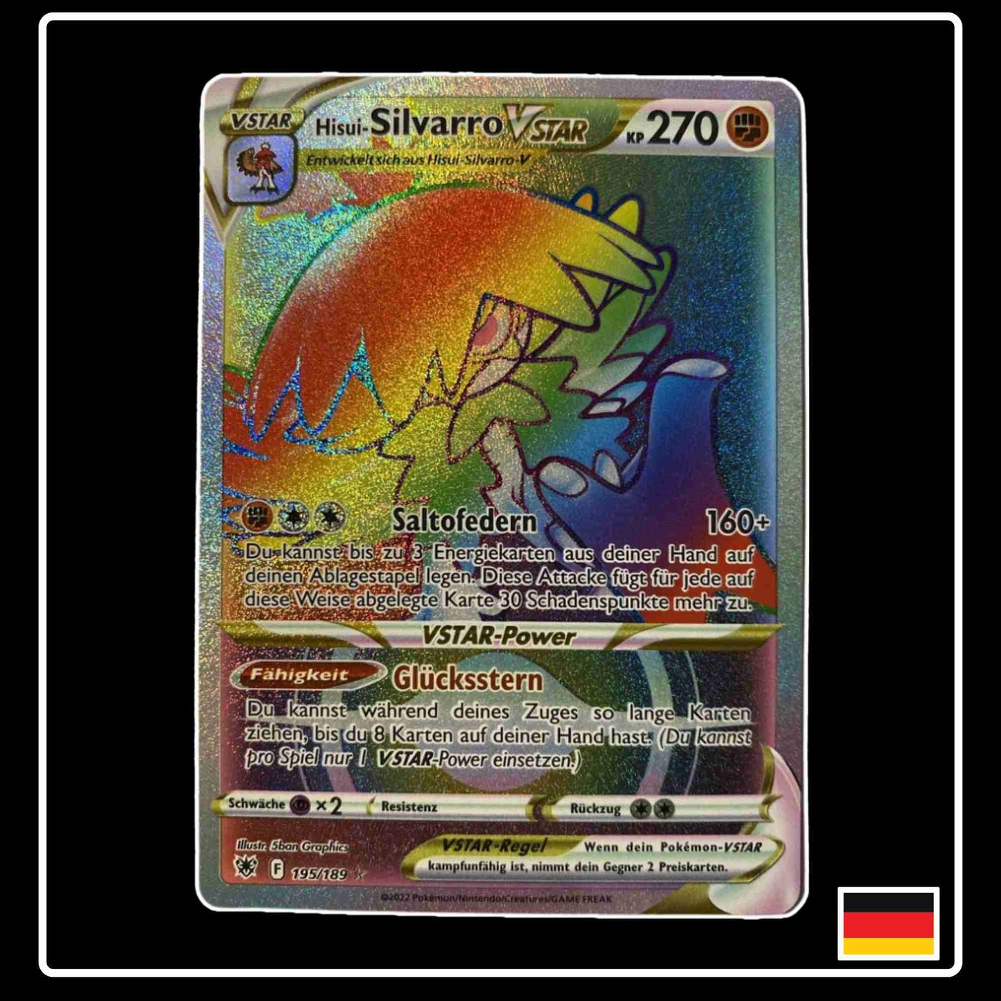 Hisui-Silvarro VSTAR Rainbow 195/189 Pokemon Karte aus Astralglanz