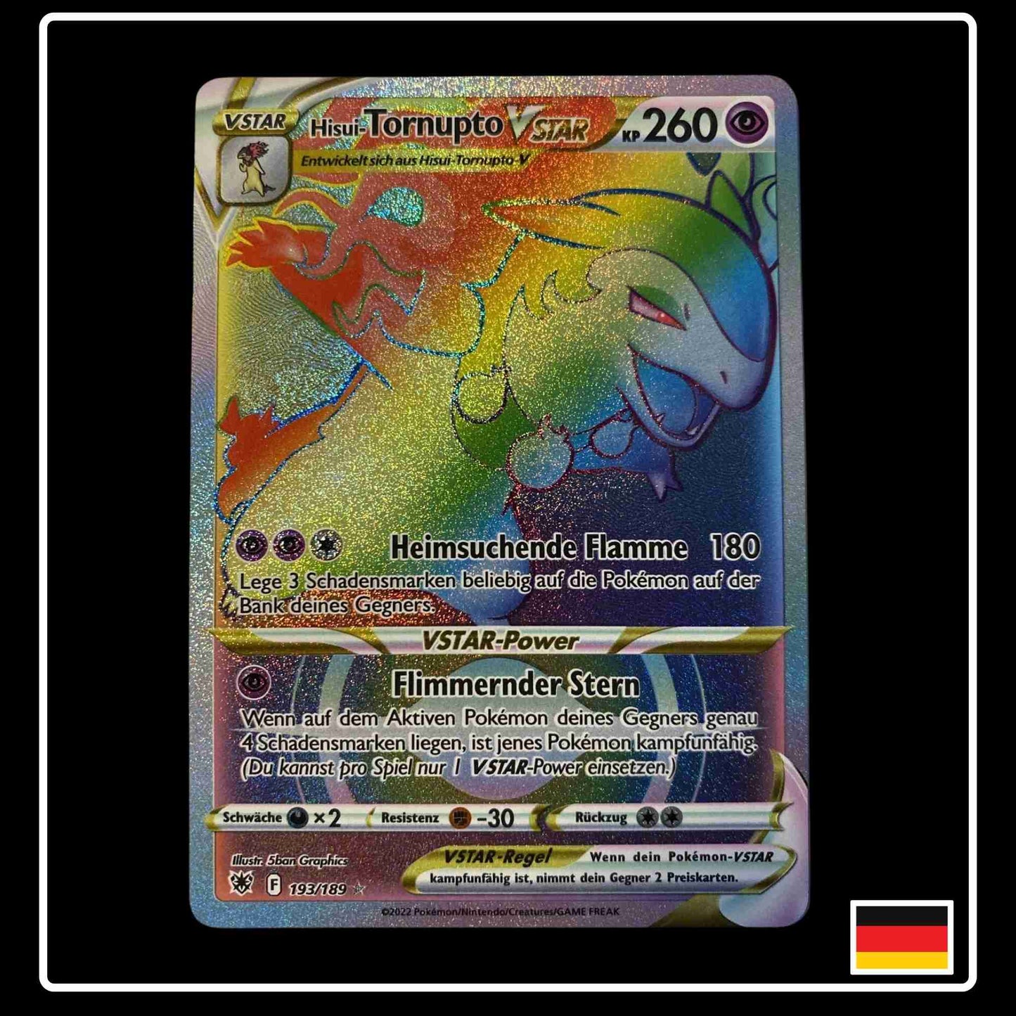 Super seltene Pokemon Karte Hisui-Tornupto VSTAR Rainbow aus dem Set Astralglanz