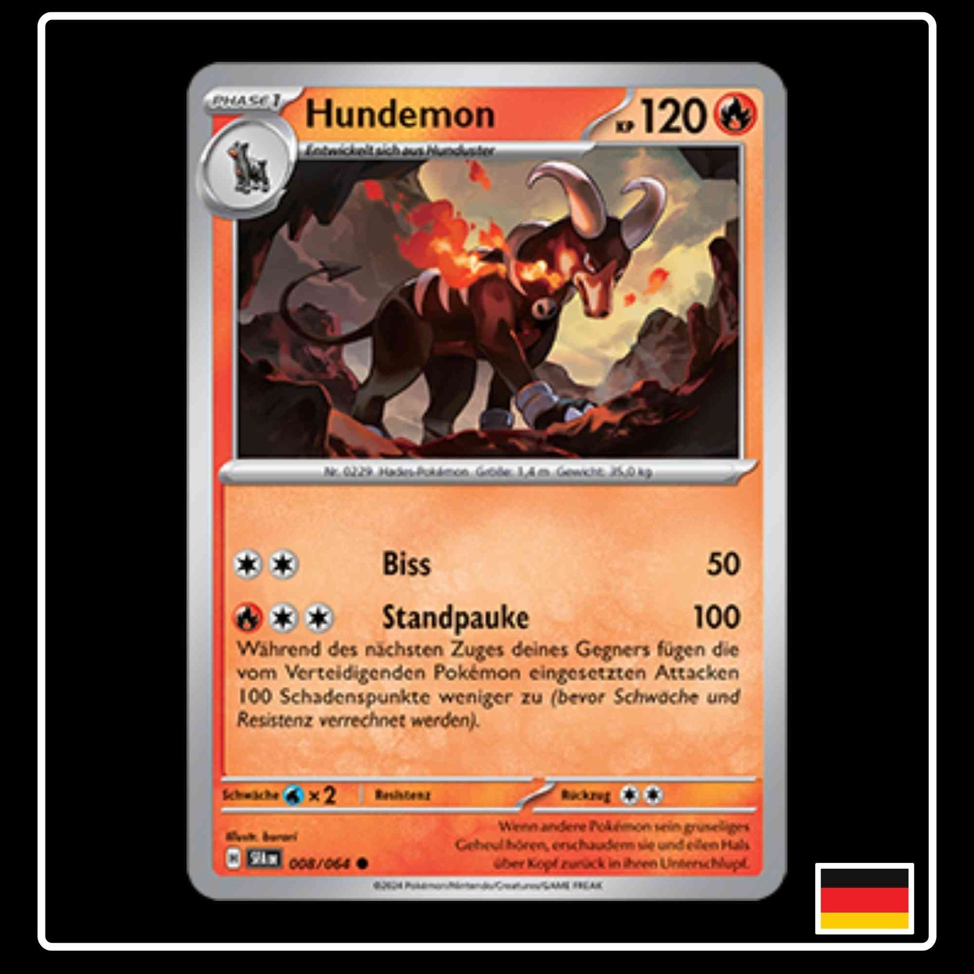 Hundemon 008/064 Pokemon Karte aus Karmesin und Purpur Nebel der Sagen