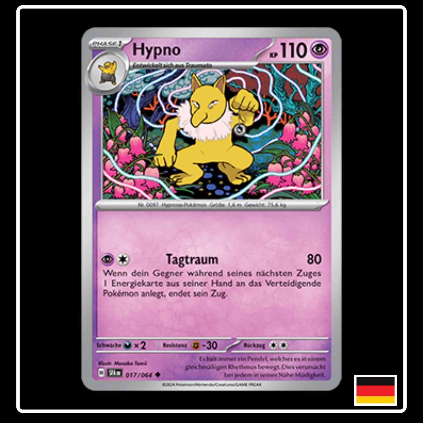 Hypno 017/064 Pokemon Karte aus Karmesin und Purpur Nebel der Sagen