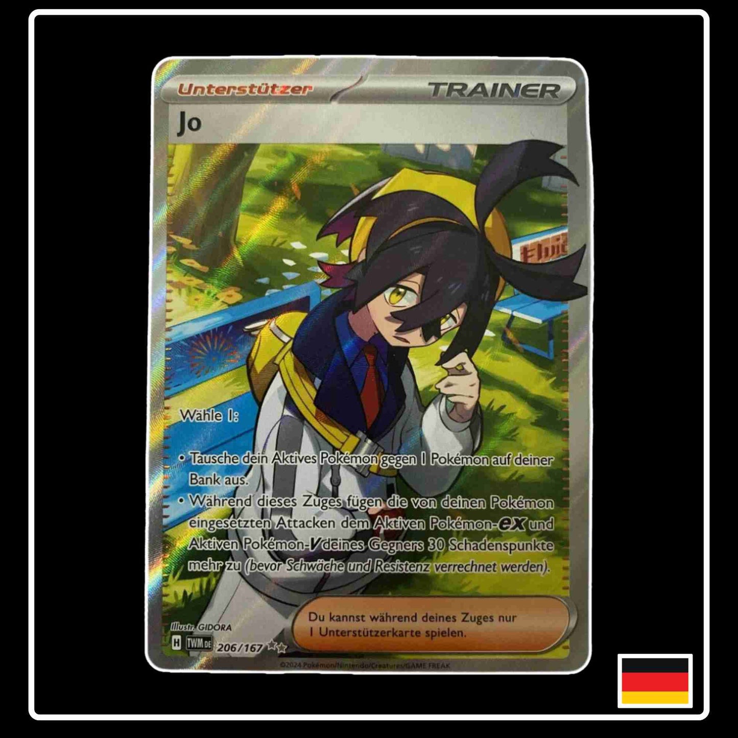 Jo Full Art 206/167 Pokemon Karte aus dem Karmesin & Purpur Set Maskerade im Zwielicht