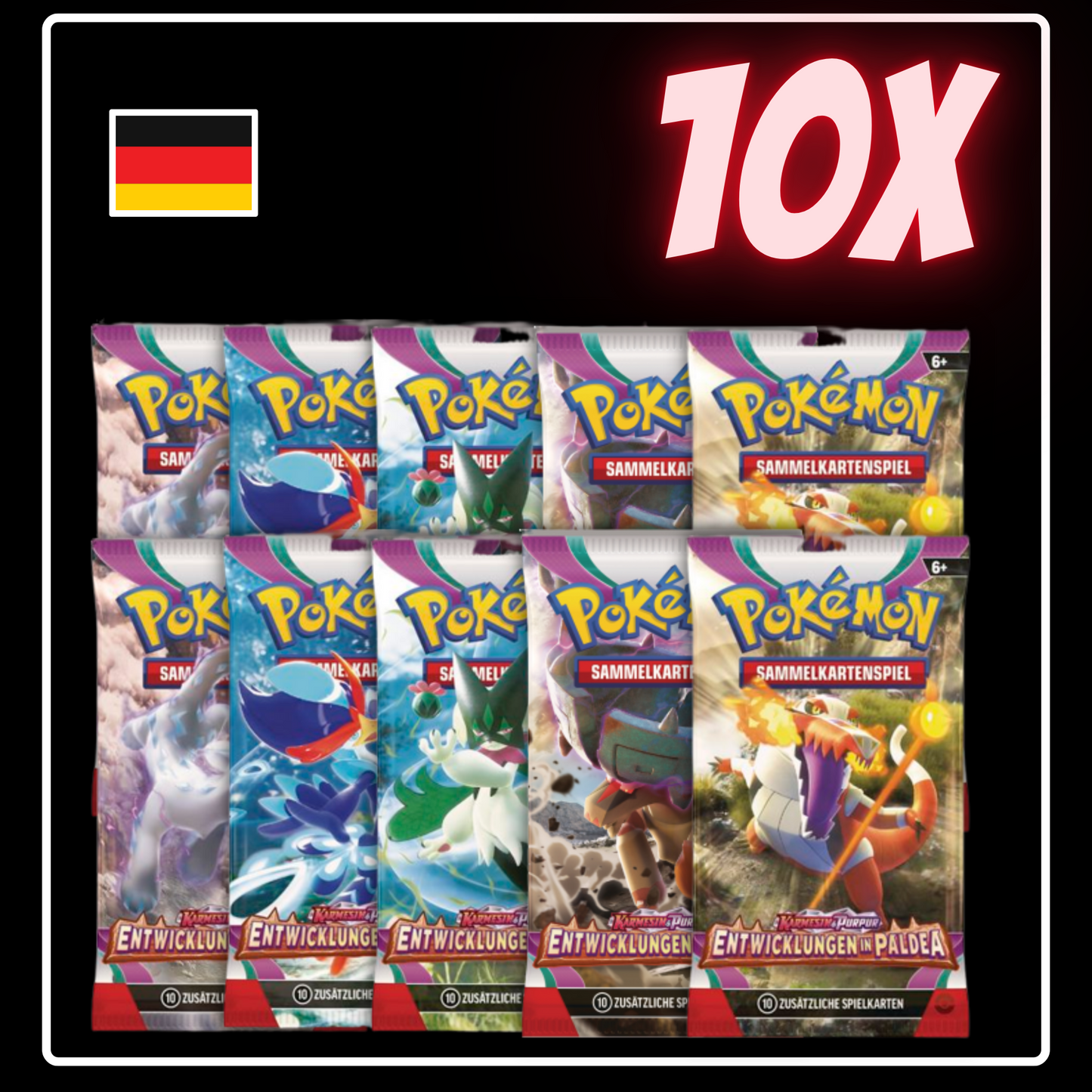 Karmesin & Purpur Entwicklungen in Paldea Booster Pack (10x Stück)