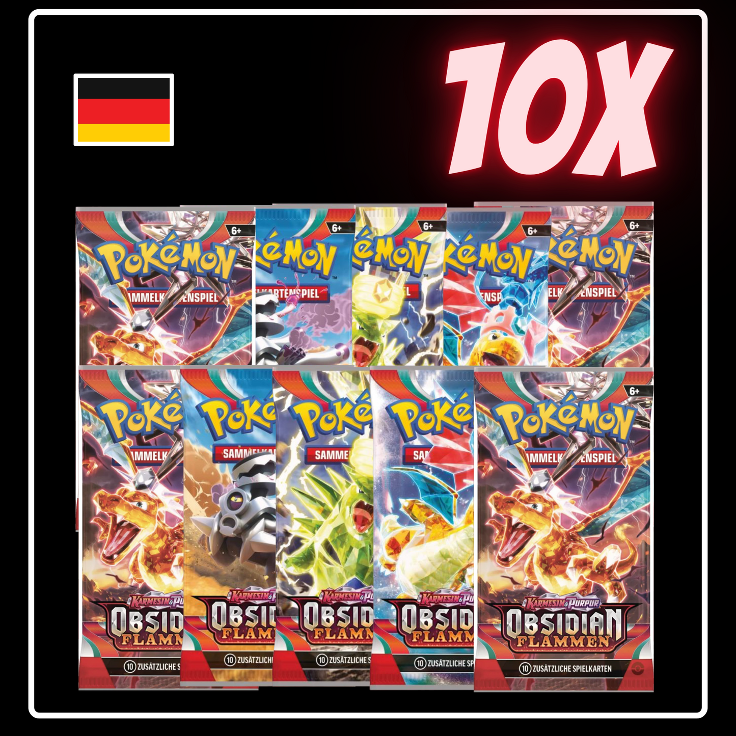 Karmesin & Purpur Obsidian Flammen Booster Pack (10x Stück)