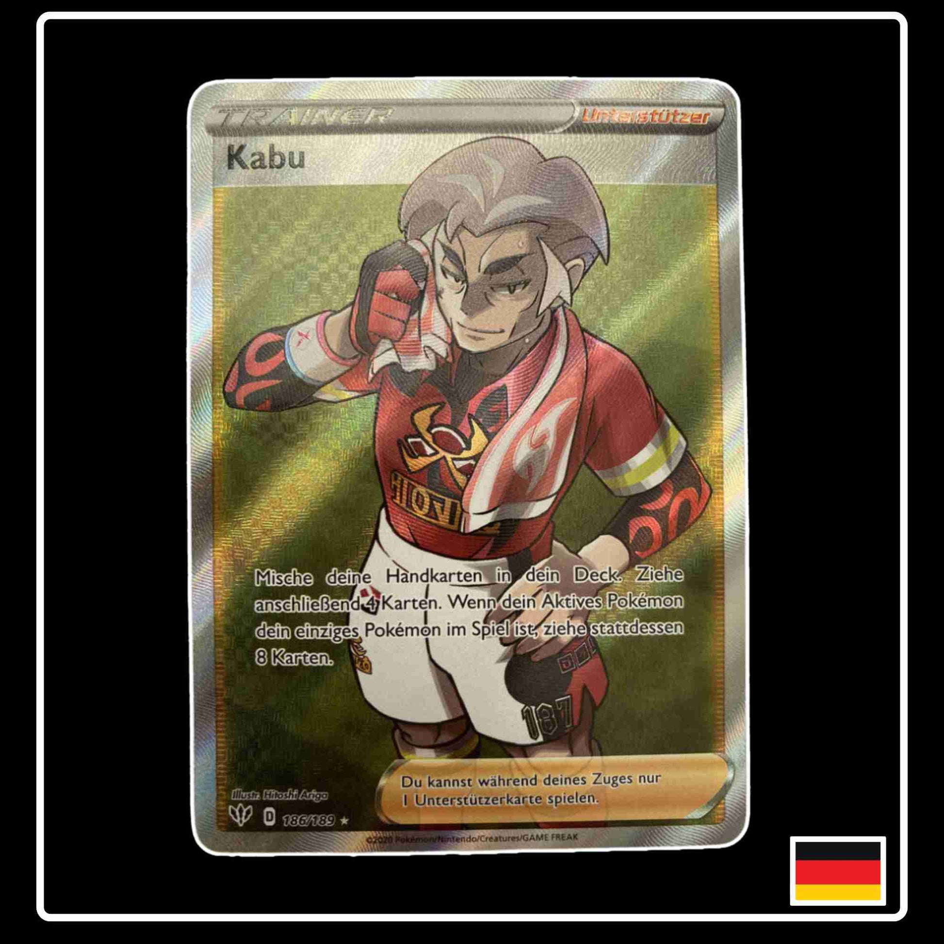 Pokemon Karte Kabu Full Art 186/189 aus dem Schwert & Schild Set Flammende Finsternis