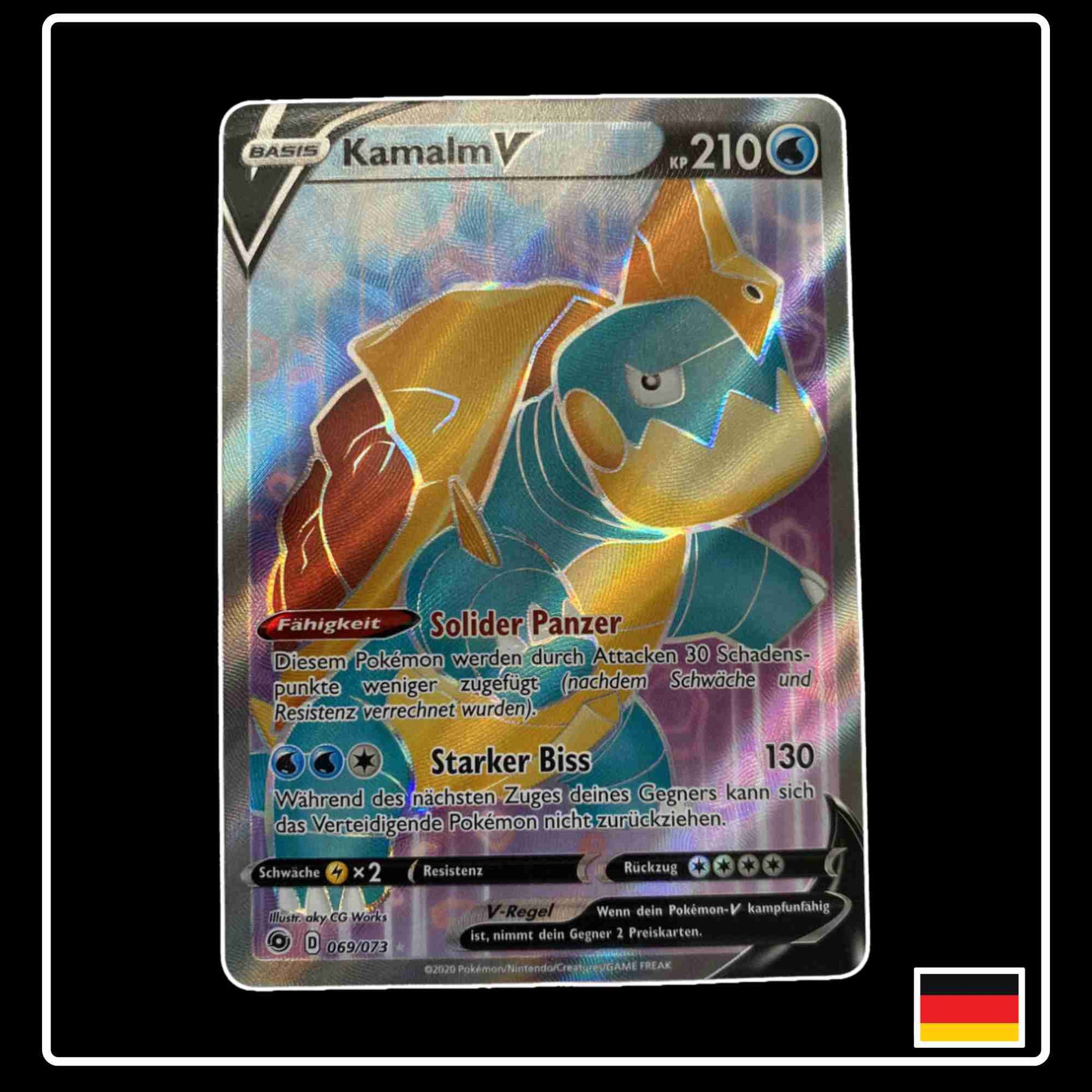 Pokemon Karte Kamalm V Full Art 069/073 aus dem Schwert & Schild Set Weg des Champs