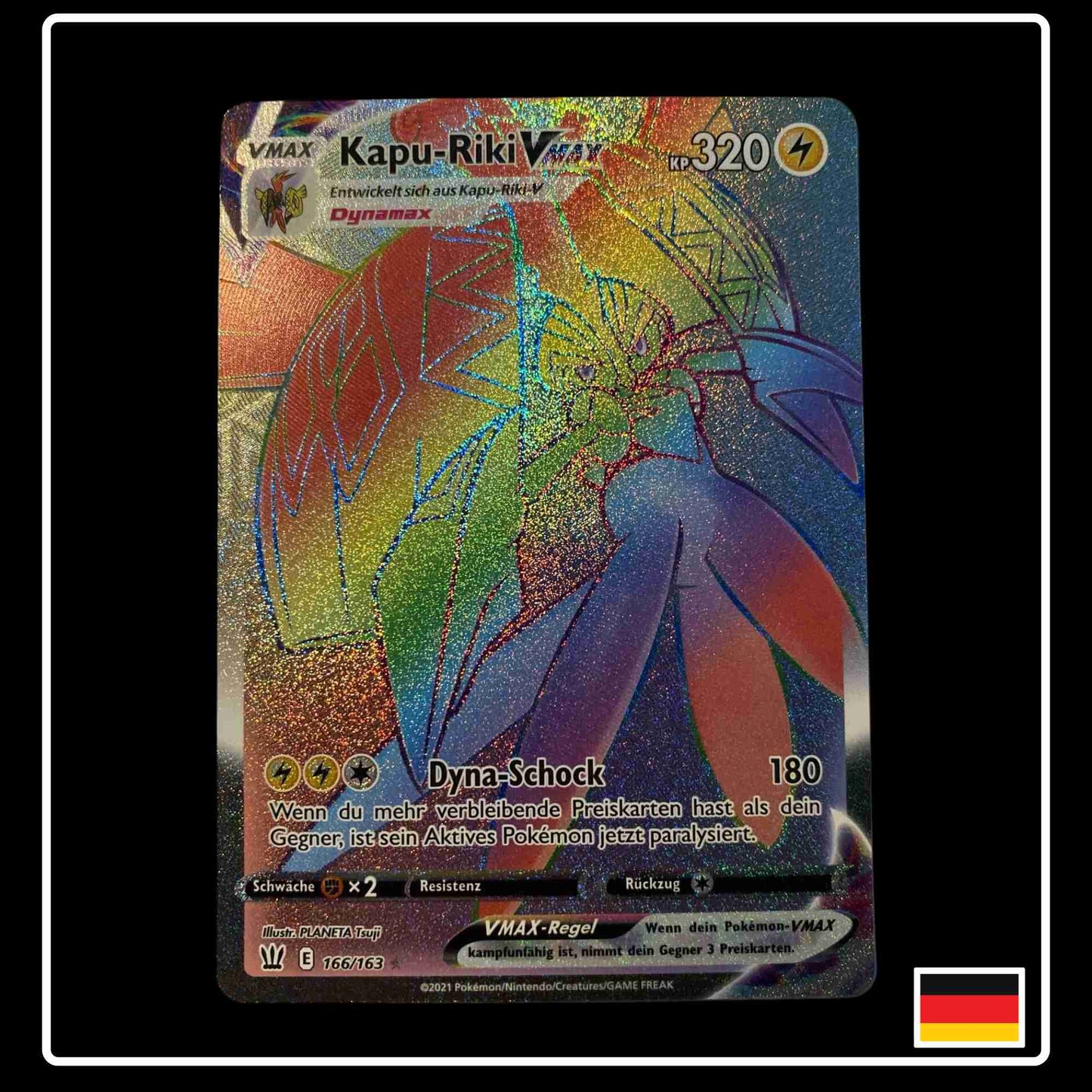 Pokemon Karte Kapu-Riki VMAX Rainbow 166/163 aus dem Schwert & Schild Set Kampfstile