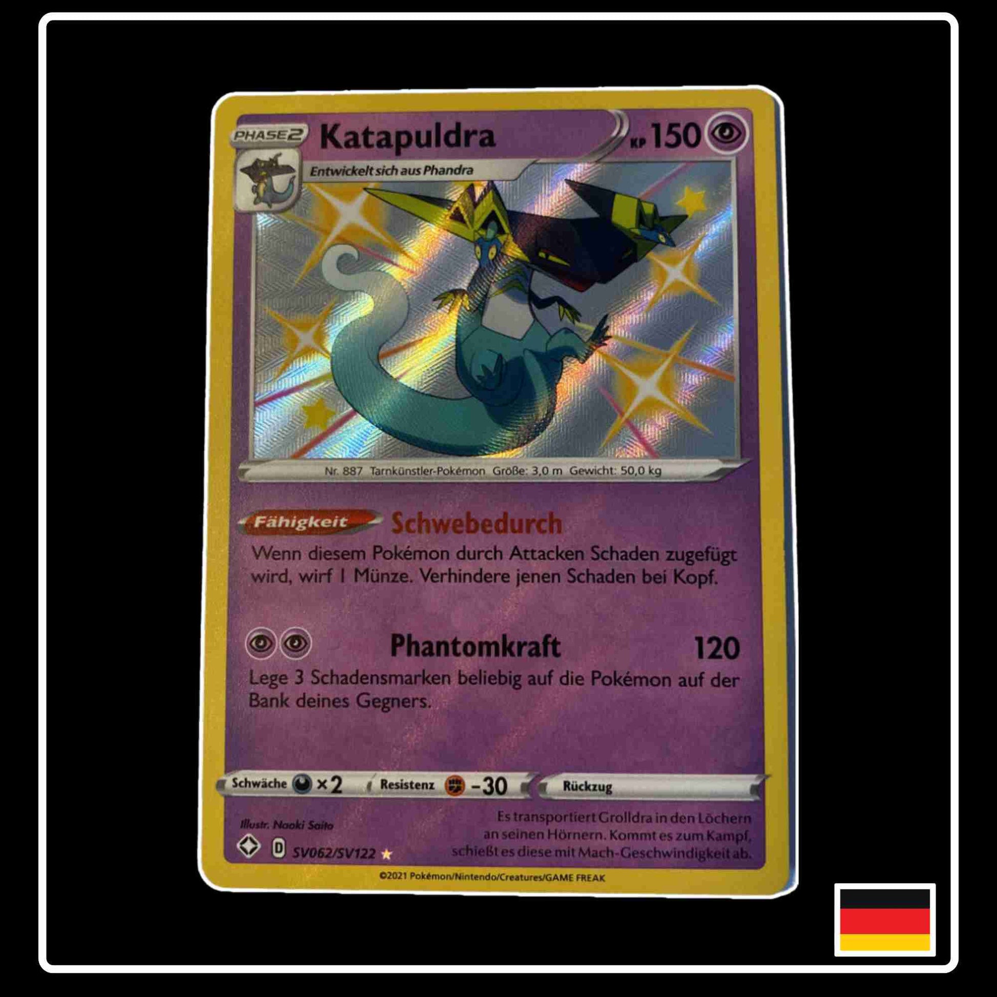 Pokemon Karte Katapuldra Shiny SV062/SV122 aus dem Schwert & Schild Set Glänzendes Schicksal