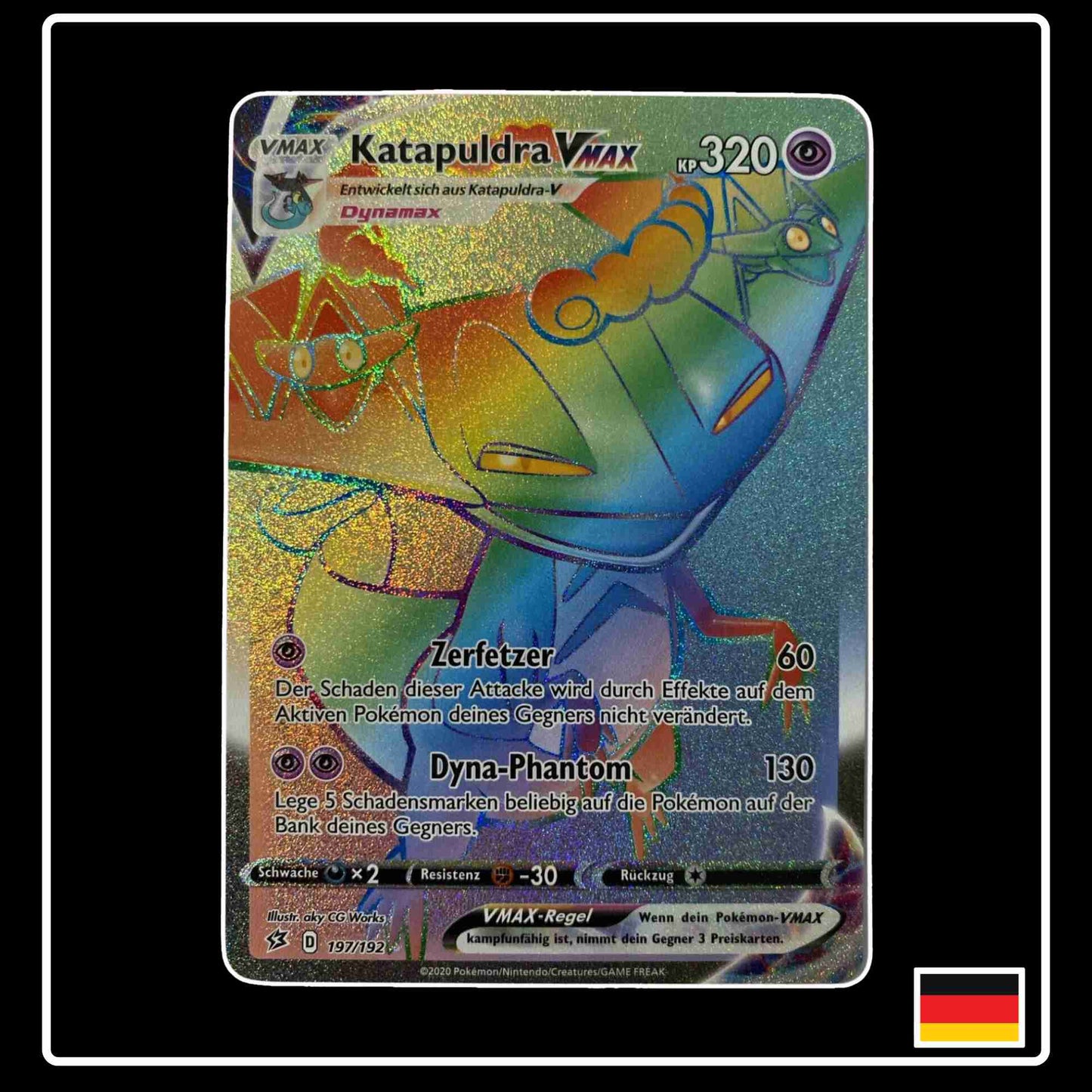 Katapuldra VMAX Rainbow 197/192 aus Pokemon Schwert & Schild Set Clash der Rebellen