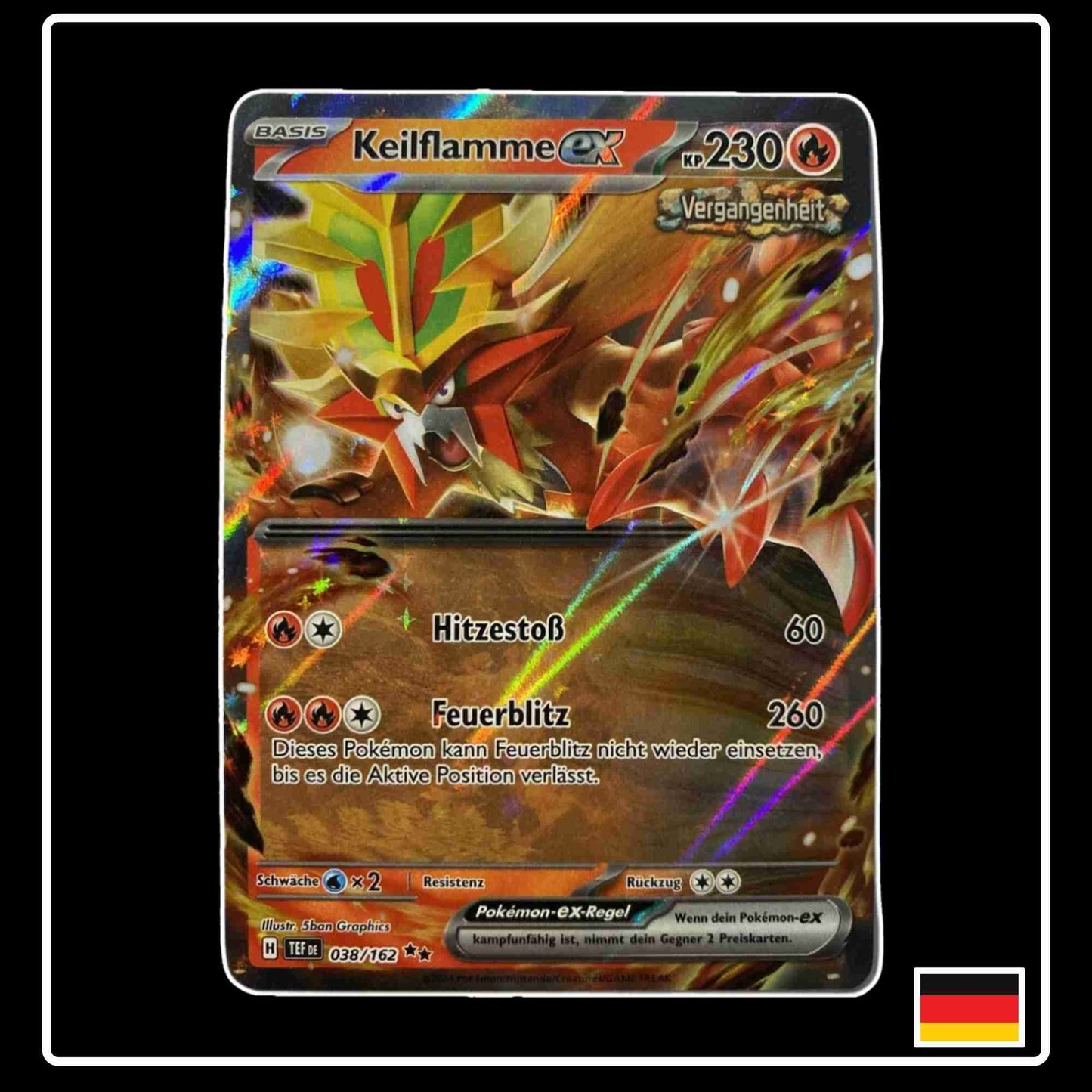 Keilflamme ex Double Rare Pokemon Karte 038/162 aus dem Set Gewalten der Zeit