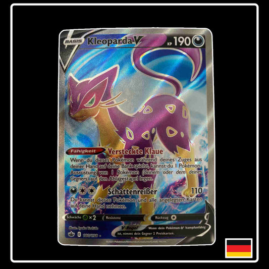 Pokemon Karte Kleoparda V Full Art 180/198 aus dem Schwert & Schild Set Schaurige Herrschaft