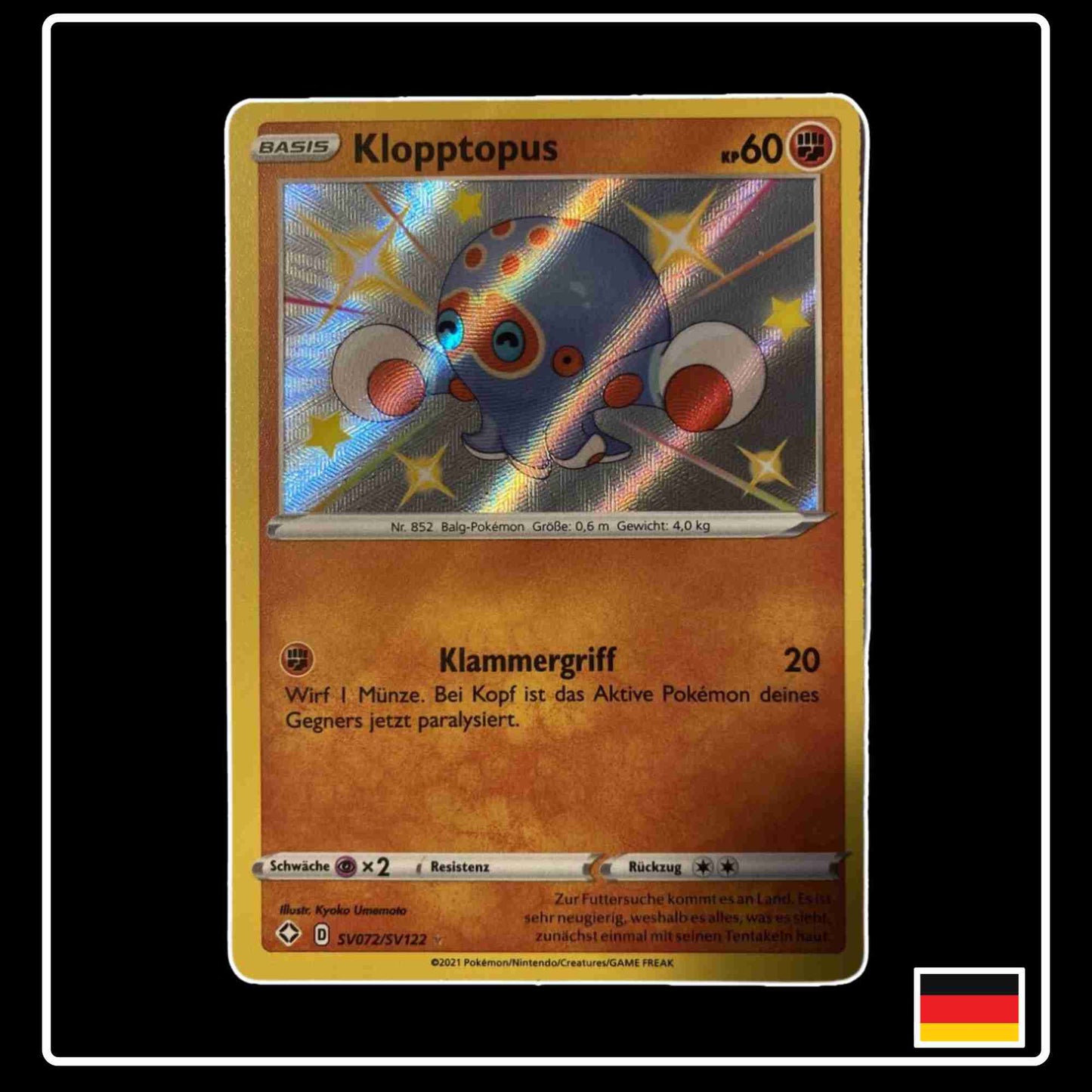 Pokemon Karte Klopptopus Shiny SV072/SV122 aus dem Schwert & Schild Set Glänzendes Schicksal