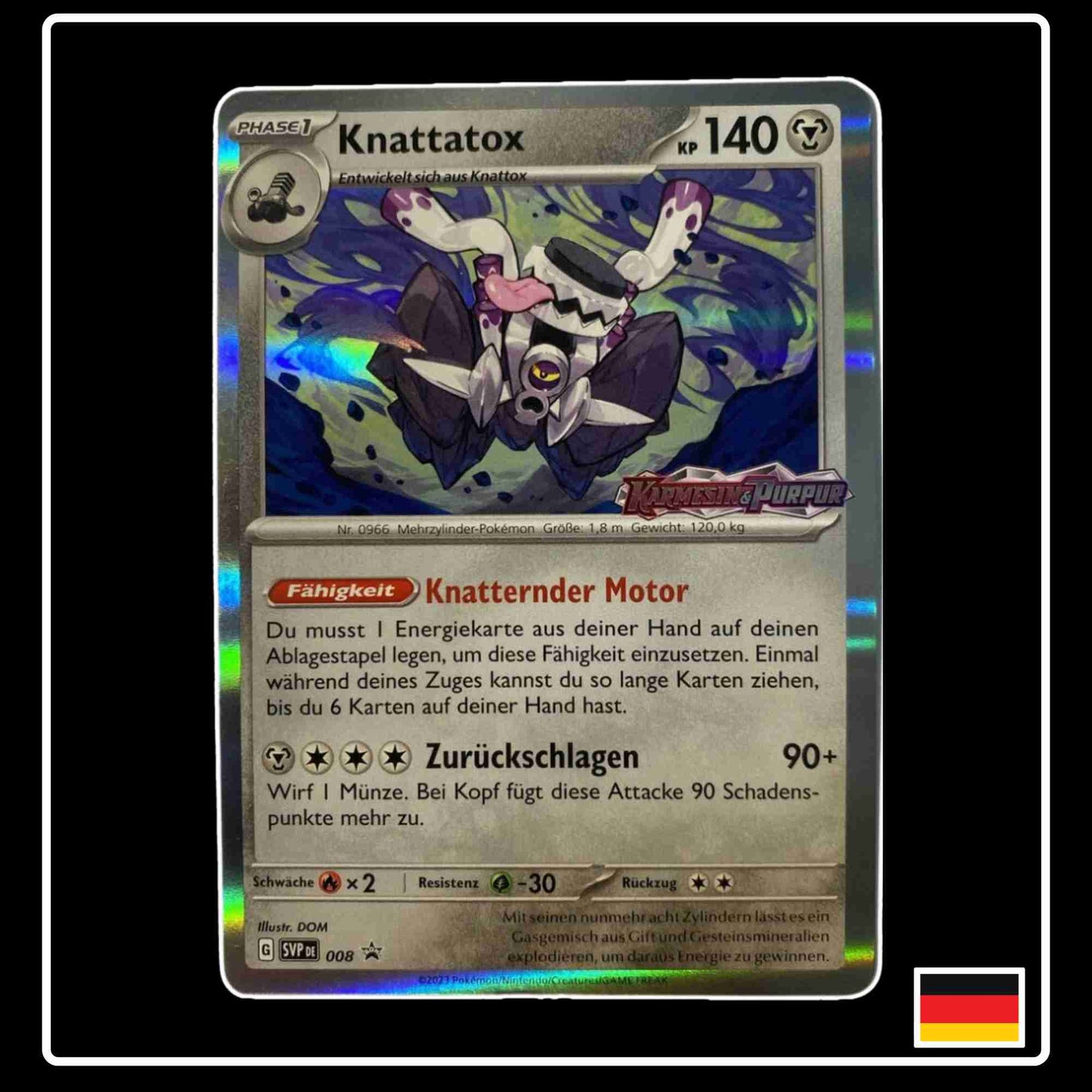 Knattatox Holo Stamp SVP DE 008 Pokemon Karte aus Karmesin & Purpur 