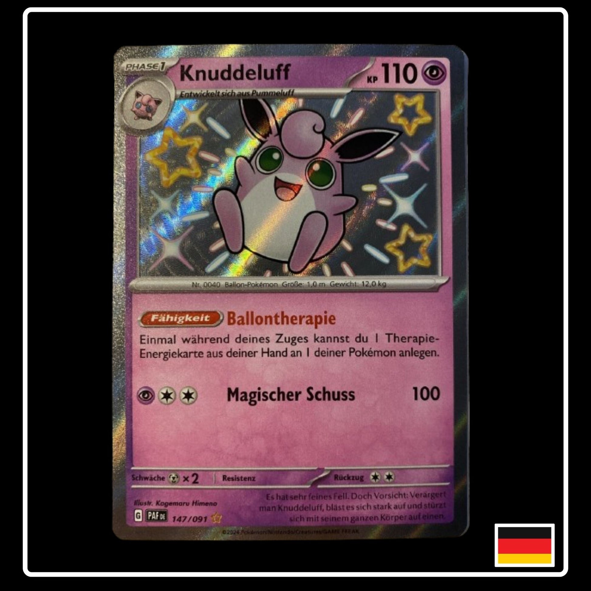 Shiny Knuddeluff Pokemon Karte aus Paldeas Schickale in Deutsch