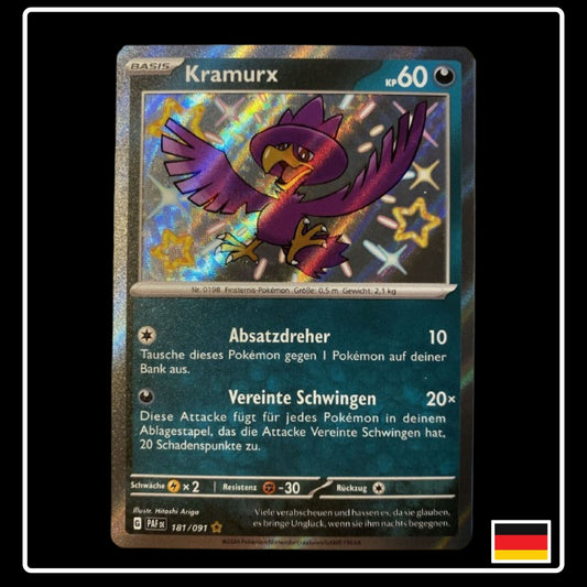 Shiny Kramurx Pokemon Karte aus dem Set Paldeas Schicksale mit der Setnummer 181/091