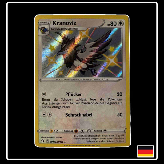 Pokemon Karte Kranoviz Shiny SV102/SV122 aus dem Schwert & Schild Set Glänzendes Schicksal