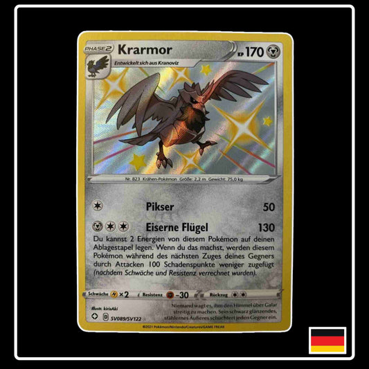 Pokemon Karte Krarmor Shiny SV089/SV122 aus dem Schwert & Schild Set Glänzendes Schicksal