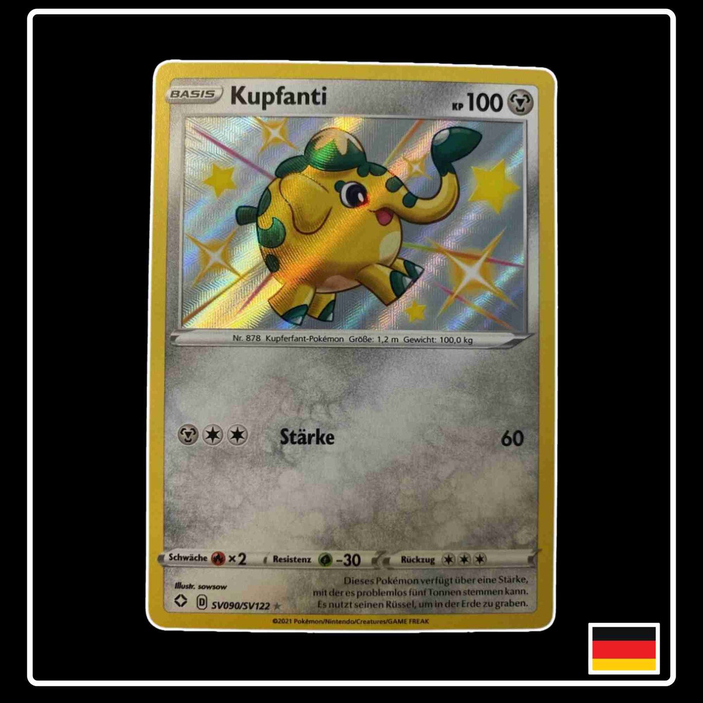 Pokemon Karte Kupfanti Shiny SV090/SV122 aus dem Schwert & Schild Set Glänzendes Schicksal