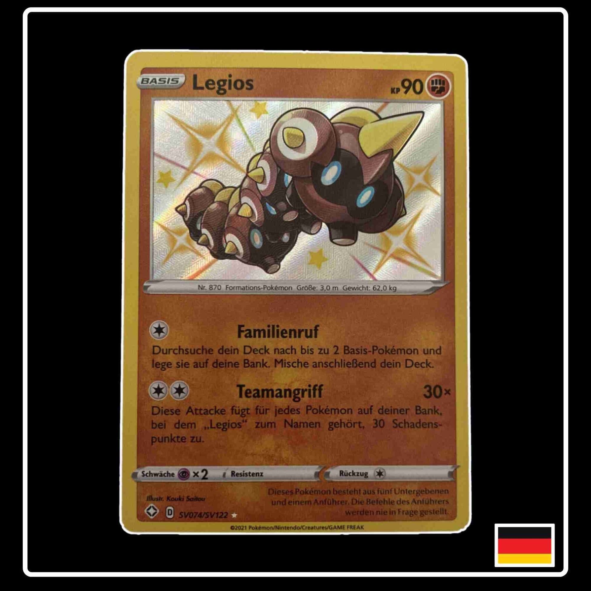 Pokemon Karte Legios Shiny SV074/SV122 aus dem Schwert & Schild Set Glänzendes Schicksal