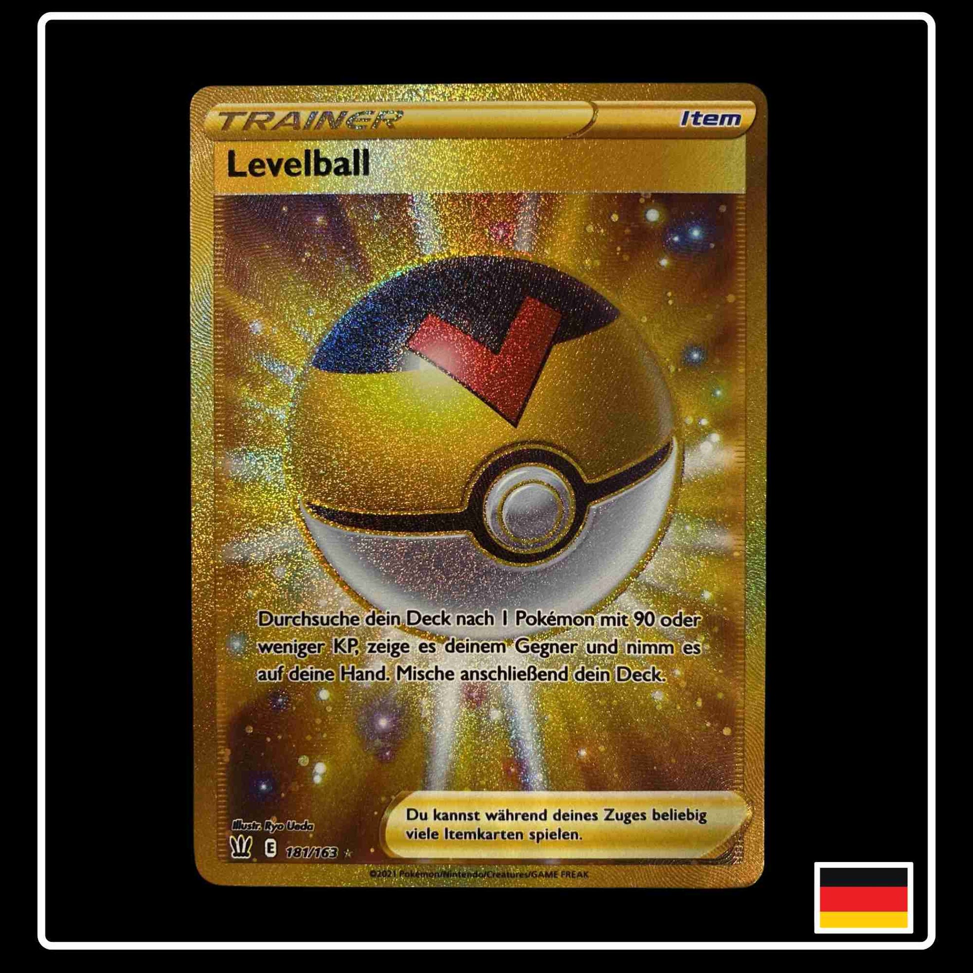 Pokemon Karte Levelball GOLD 181/163 aus dem Schwert & Schild Set Kampfstile