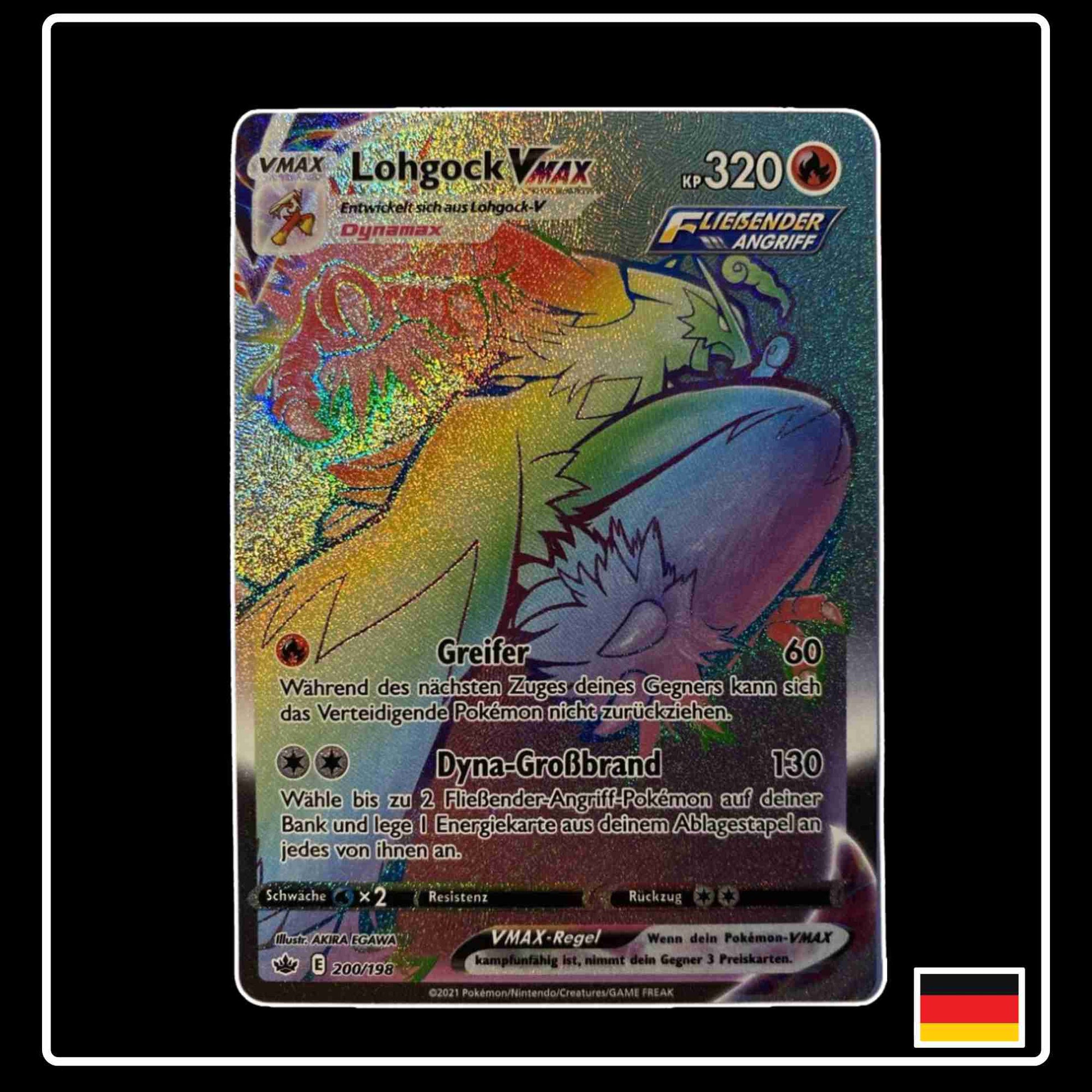 Pokemon Karte Lohgock VMAX Rainbow 200/198 aus dem Schwert & Schild Set Schaurige Herrschaft